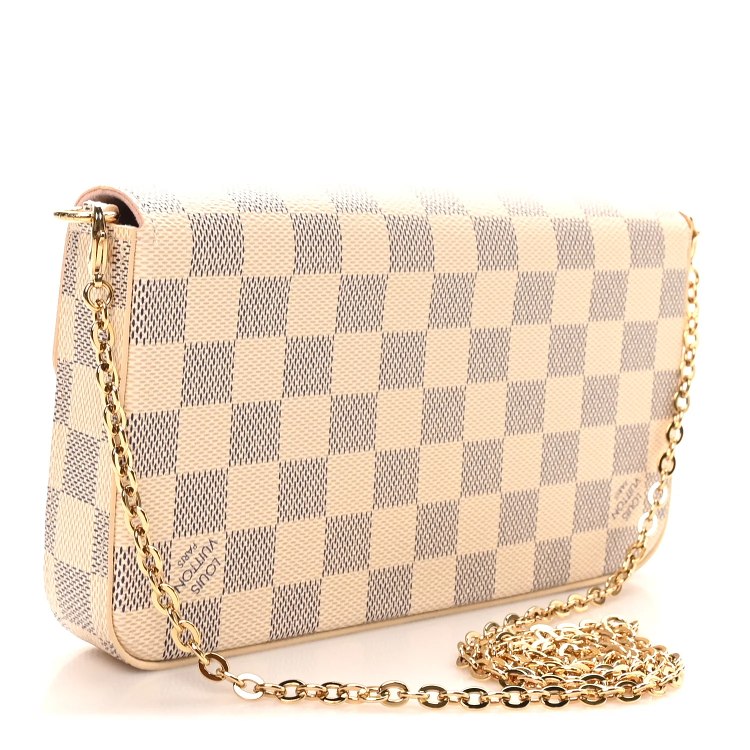 Damier Azur Pochette Felicie Chain Wallet Rose Ballerine - Top Club