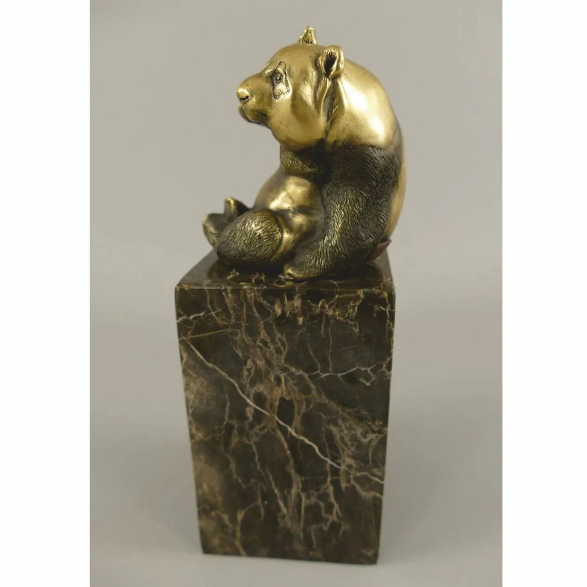 Bronze sculpture panda bear gold / black H. 21 cm - bronze figure