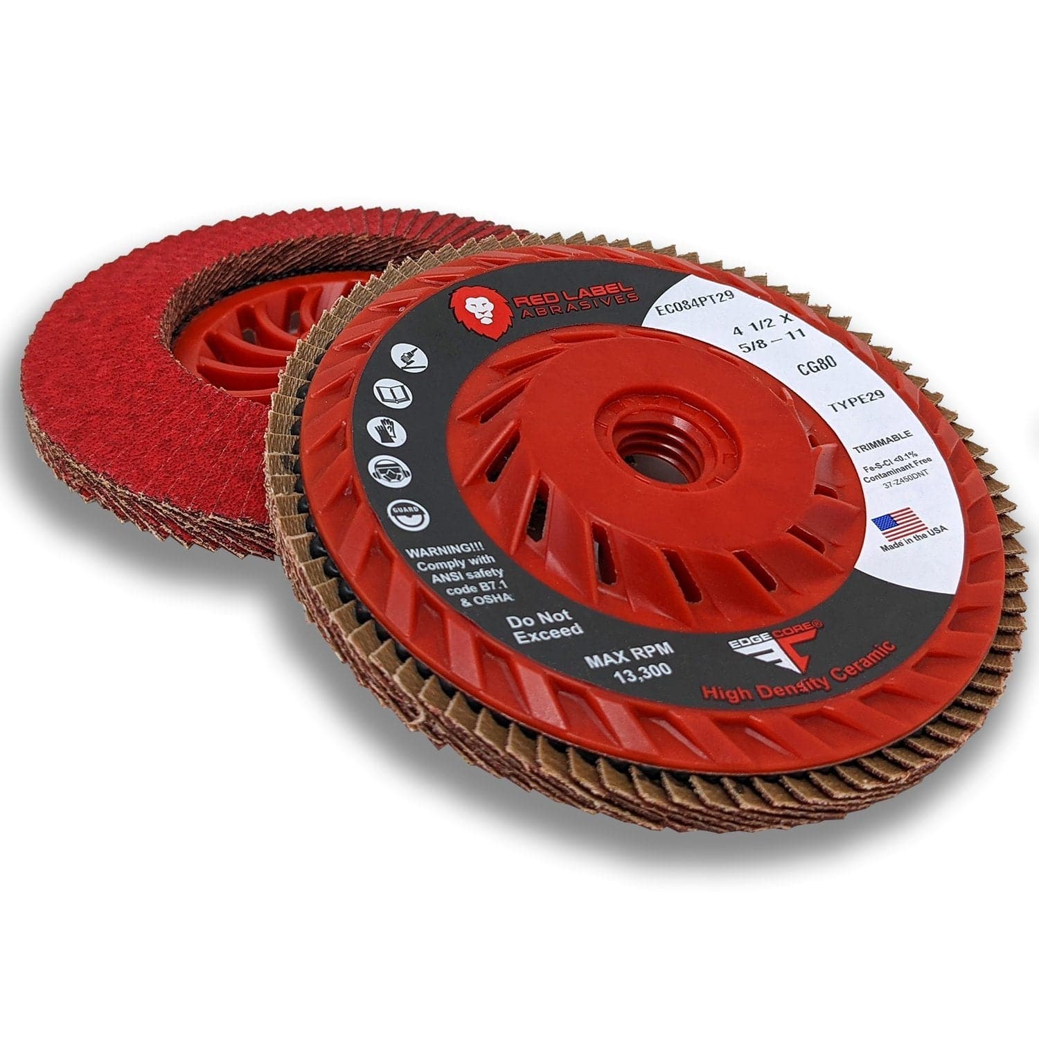 EdgeCore Ceramic High Density 4 1/2 X 5/8-11 T29 Flap Discs - Alvarez Pro Painting LLC