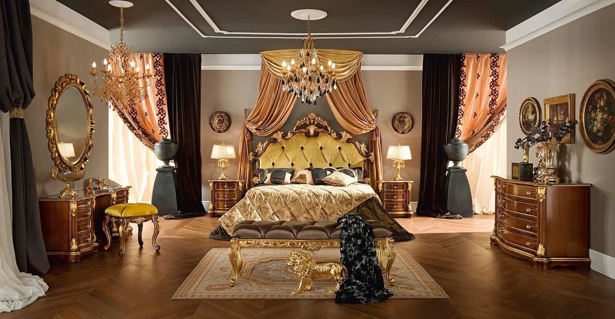 Luxury Baroque Wall Mirror Gold - Round Baroque Style Mirror - Italian Baroque Bedroom Mirror - Luxury Quality - Made in Italy