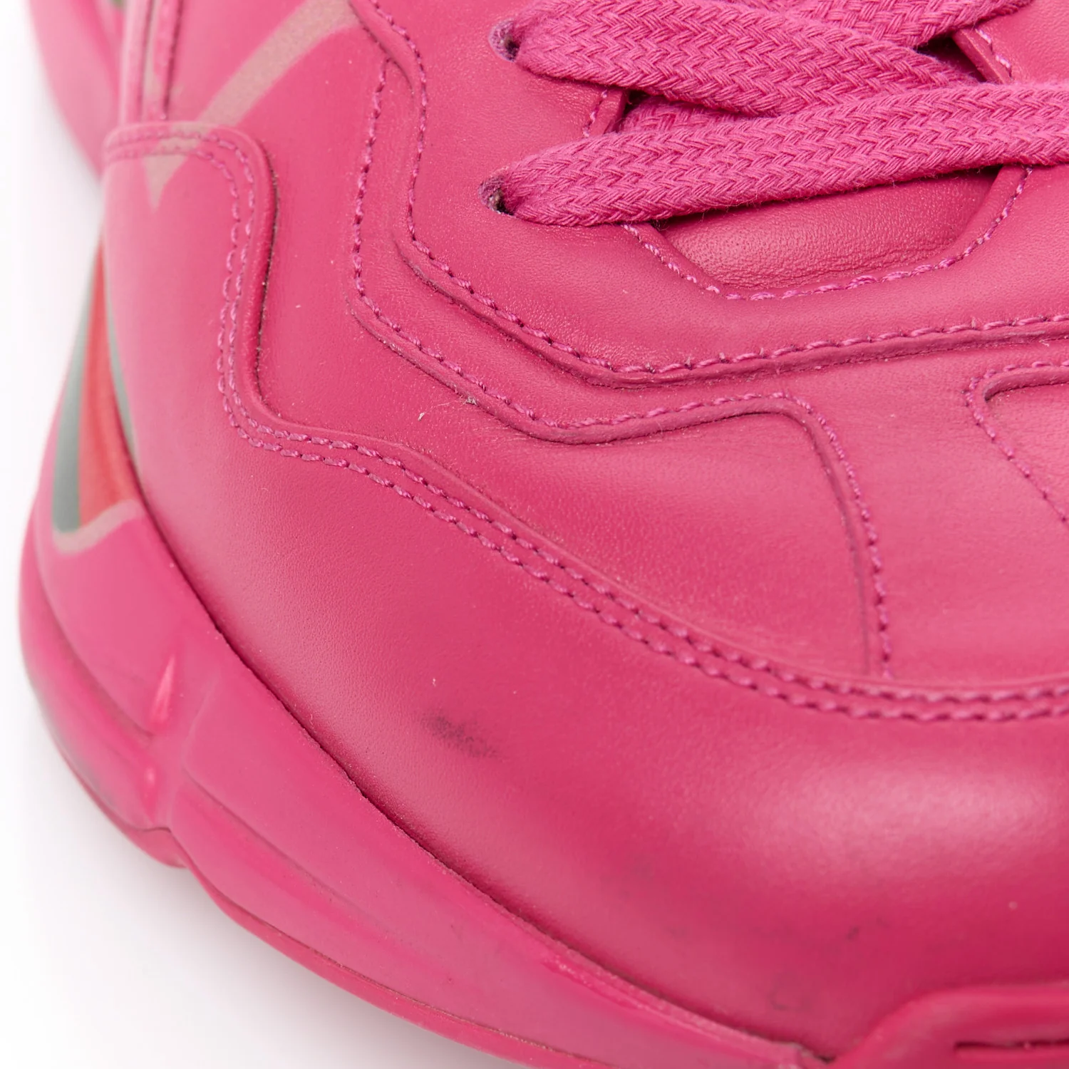 Calfskin Logo Womens Rhyton Sneakers 35 Box Pink - Top Club