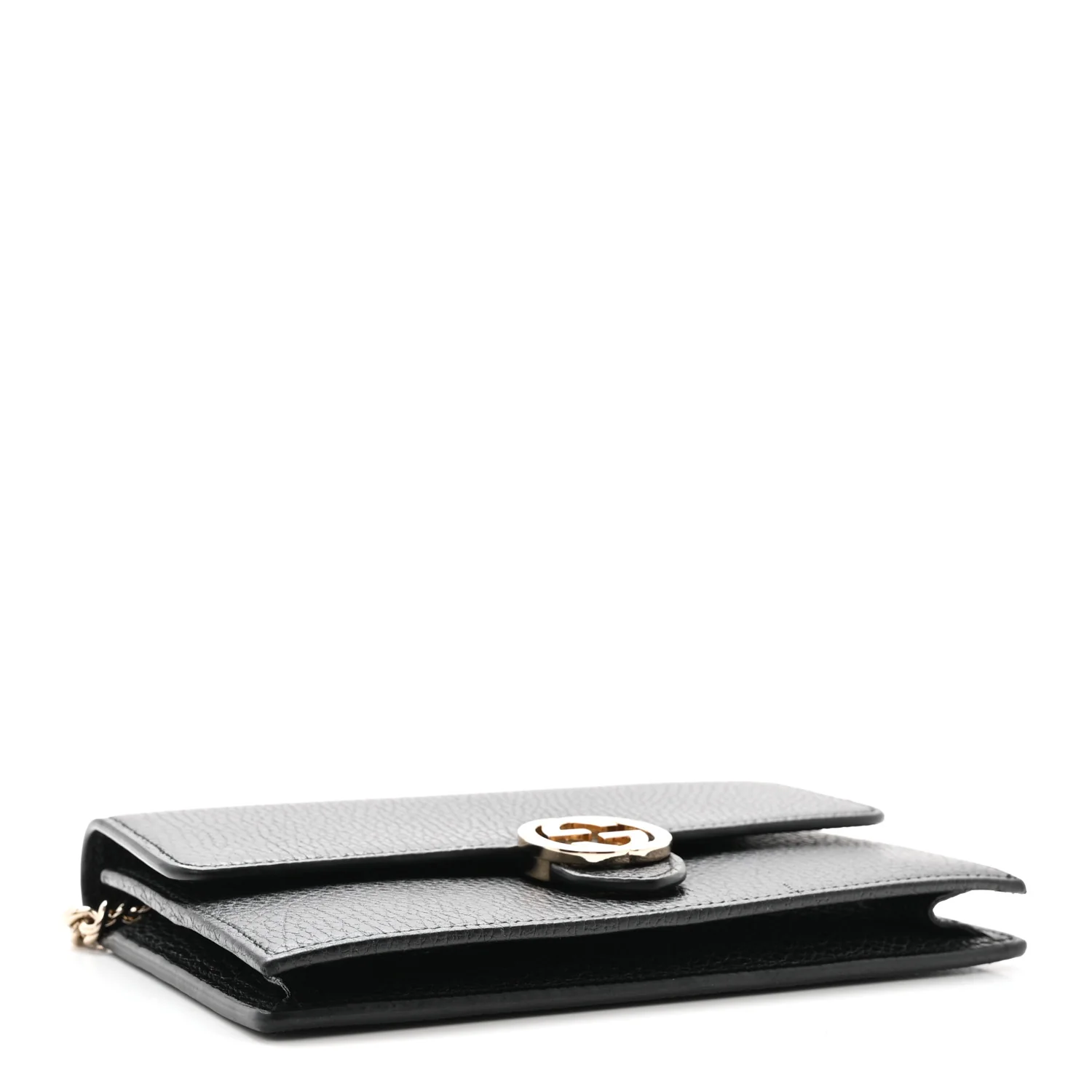 Dollar Calfskin Interlocking G Chain Wallet Black - Top Club
