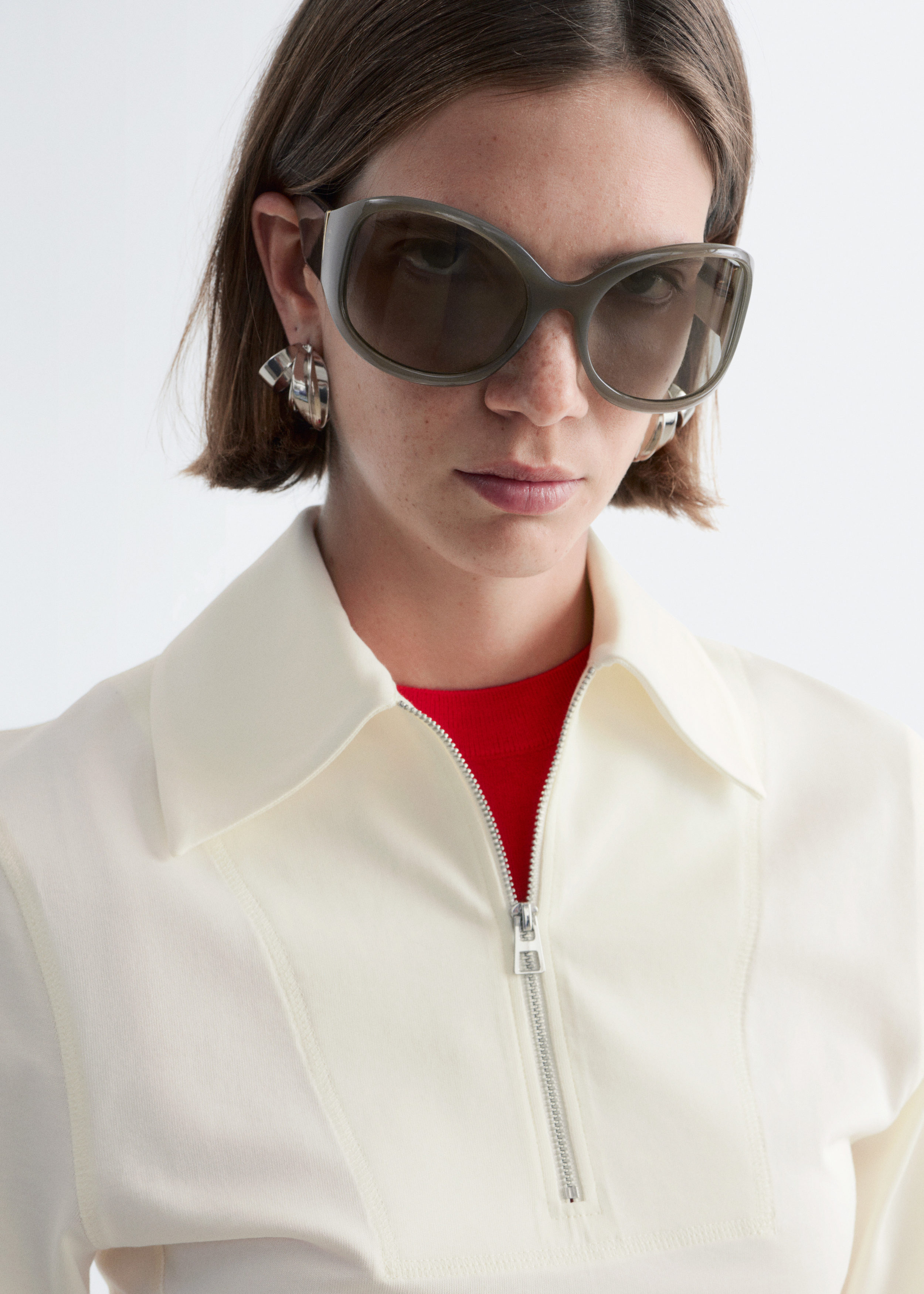 & Other Stories HALF-ZIP POLO TOP