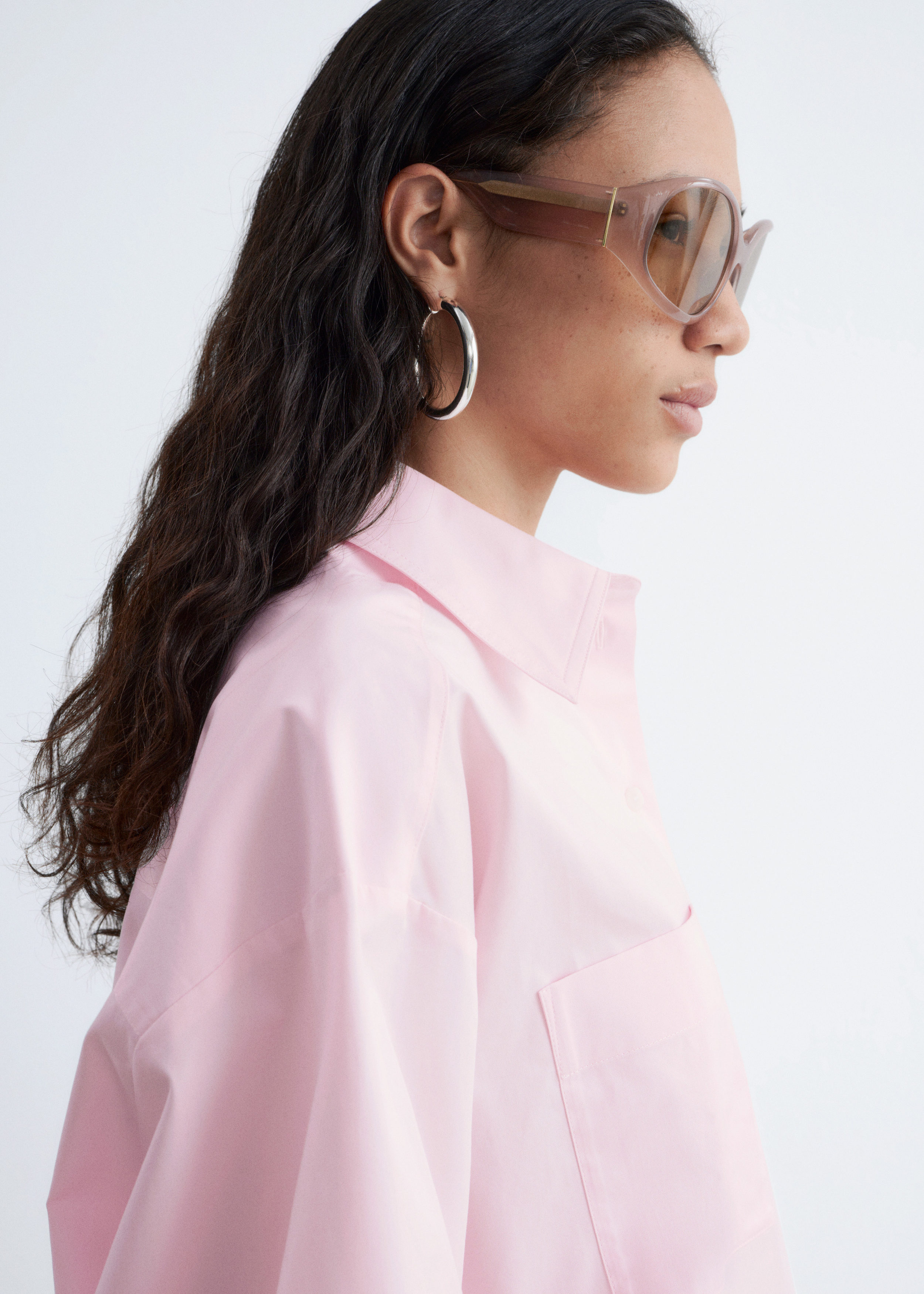 & Other Stories CROPPED OVERSIZED COTTON SHIRT