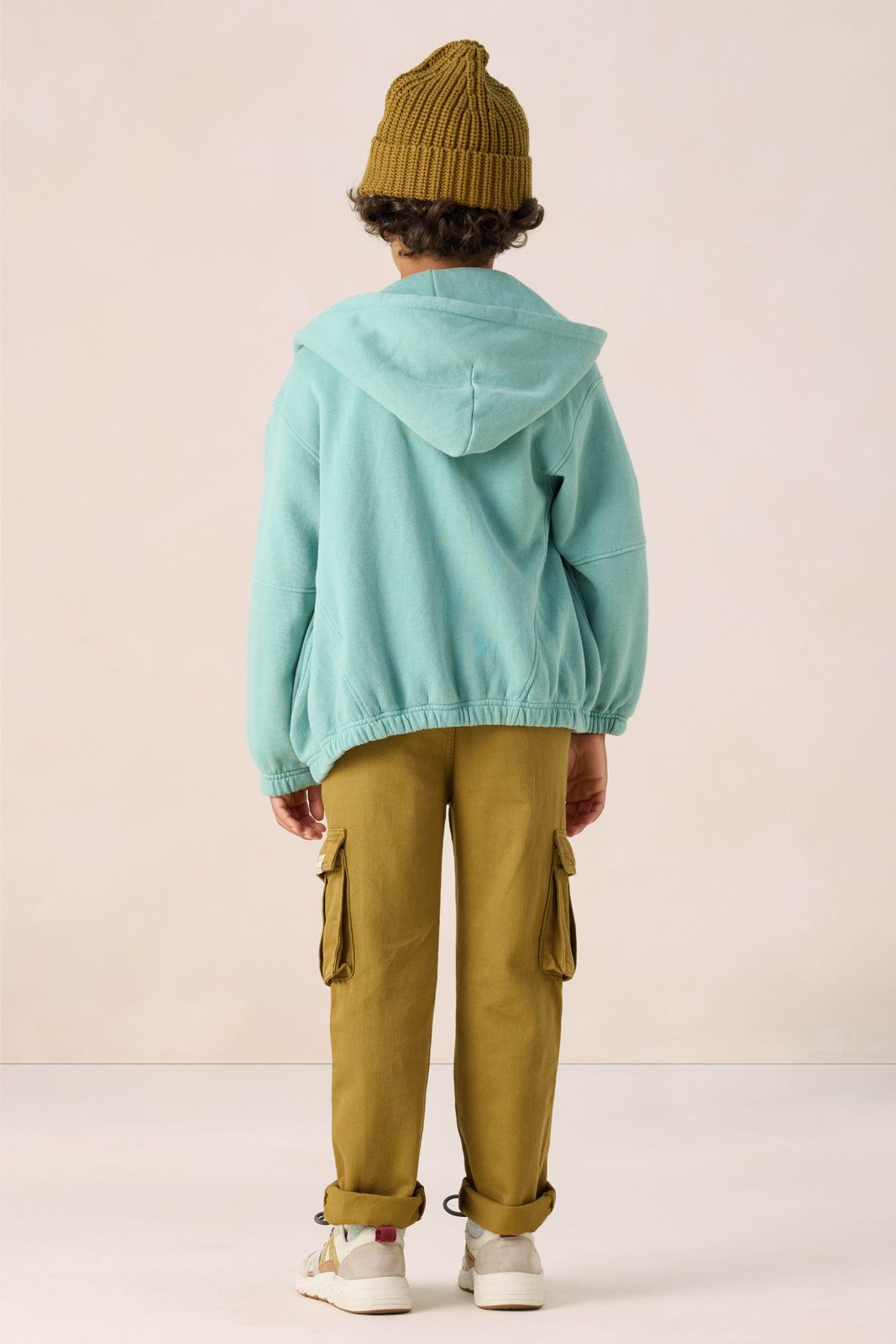 Donkergroene pull on cargo broek