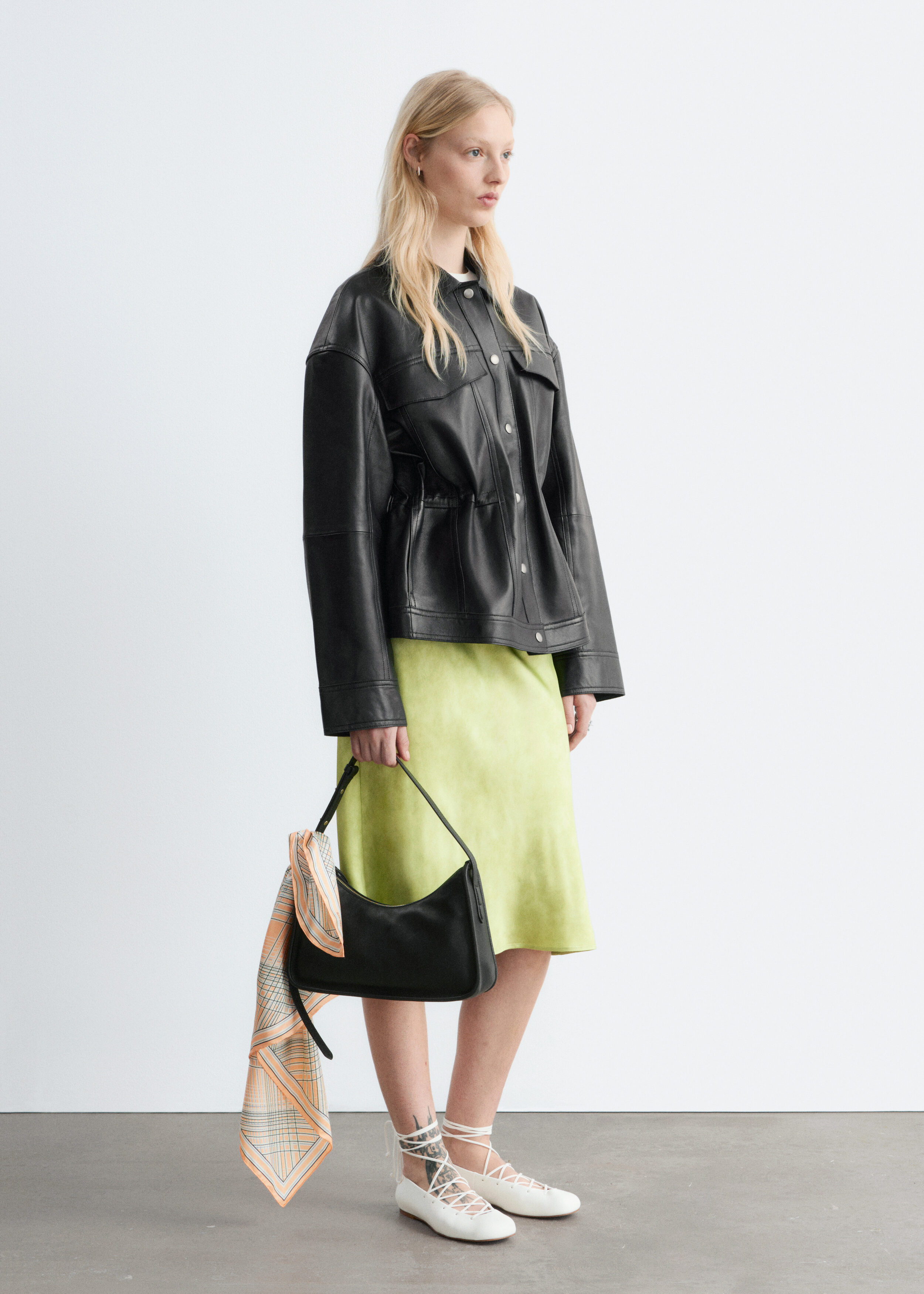 & Other Stories DRAWSTRING-WAIST LEATHER JACKET