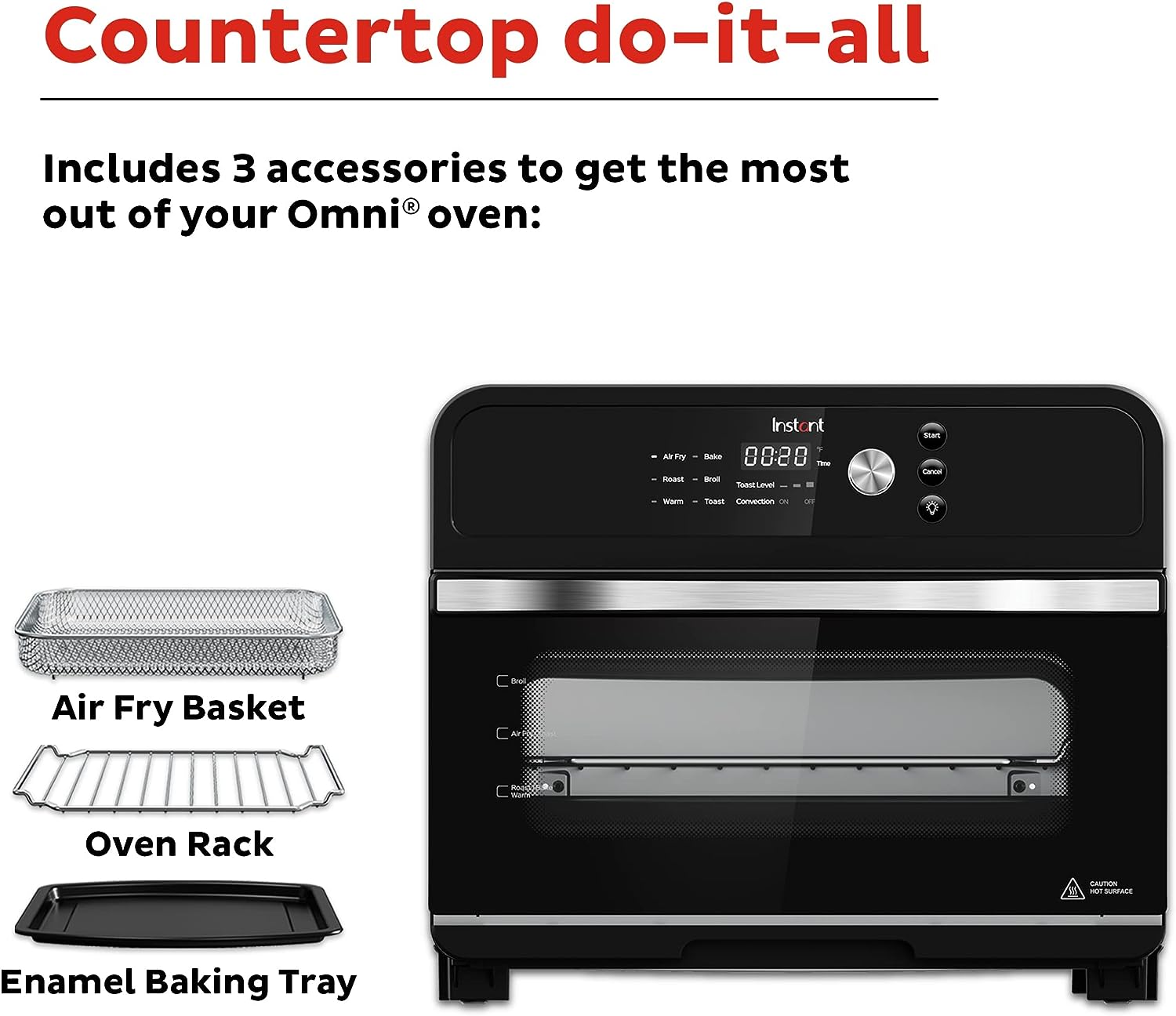 Instant Omni Air Fryer Toaster Oven Combo 19 QT/18L, From the makers of the Instant Pot, 7-in-1 functions, Fits a 12