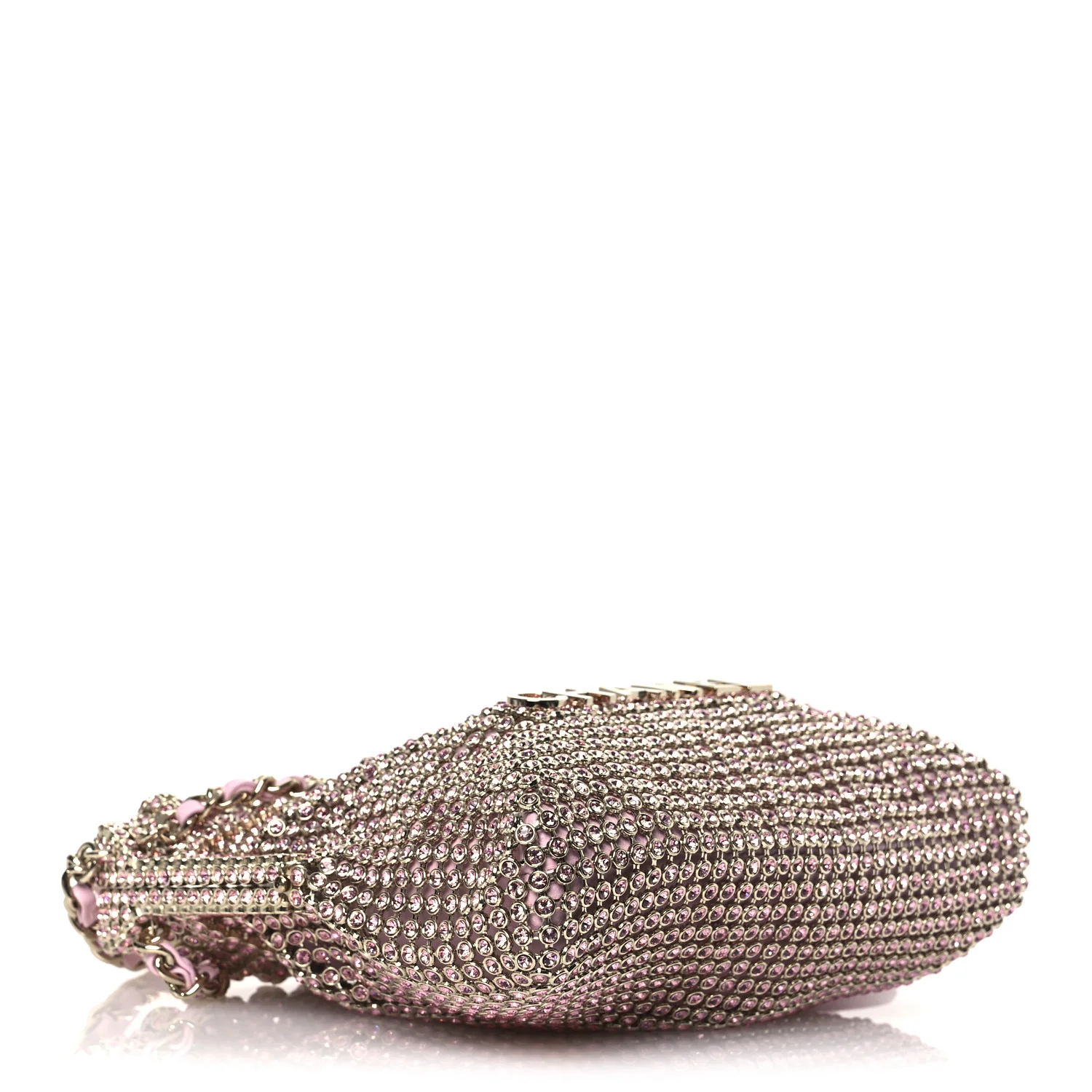 Crystal Embellished Metallic Lambskin Mini Chanel 22 Light Pink - Top Club