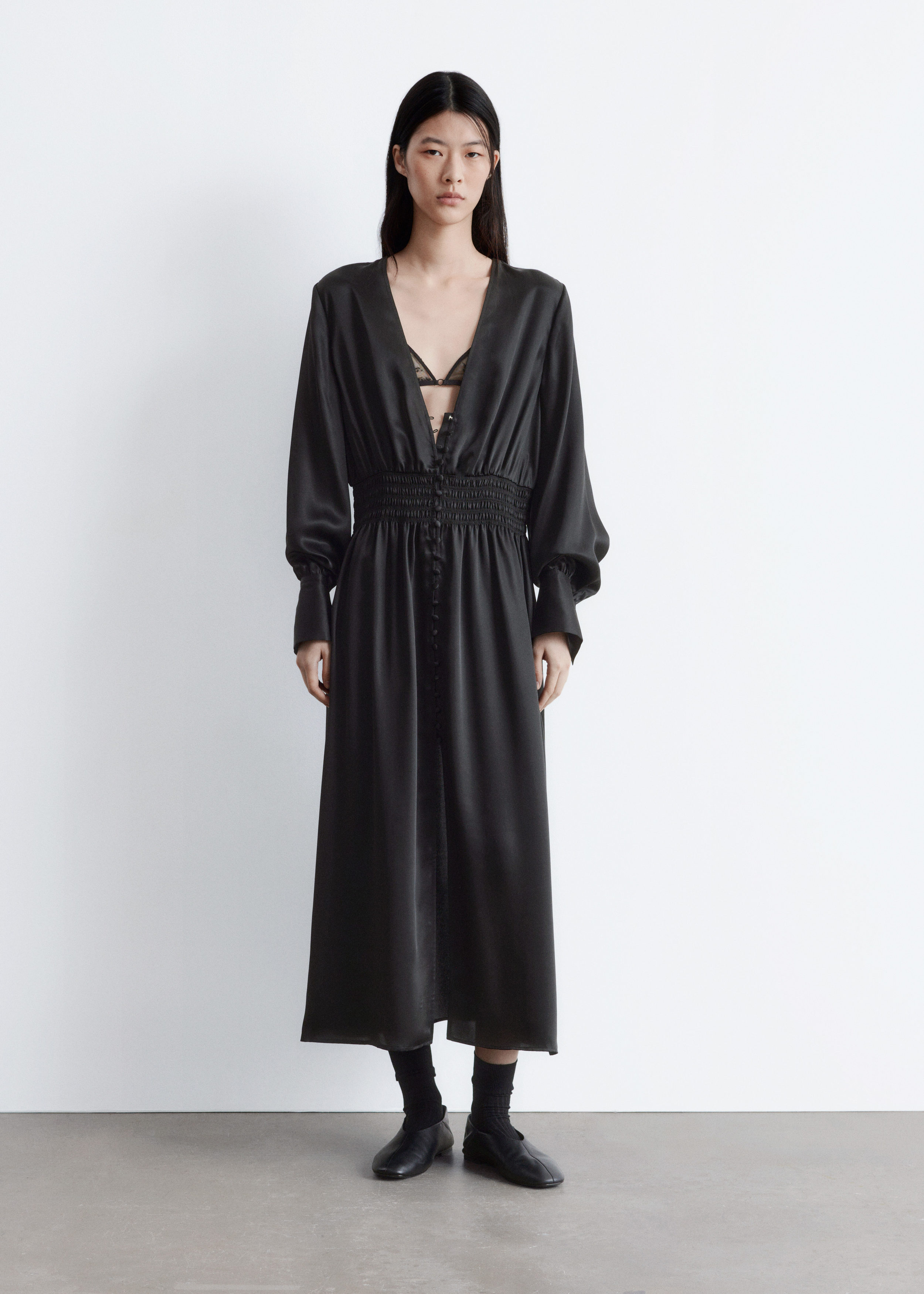 & Other Stories SATIN MIDI SHIRT DRESS