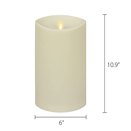 Luminara Realistic Artificial Moving Flame Outdoor Pillar Candle - Moving Flame LED Battery Operated Lights for Outside Christmas, Halloween - Remote Ready - Remote Included - Ivory - 6