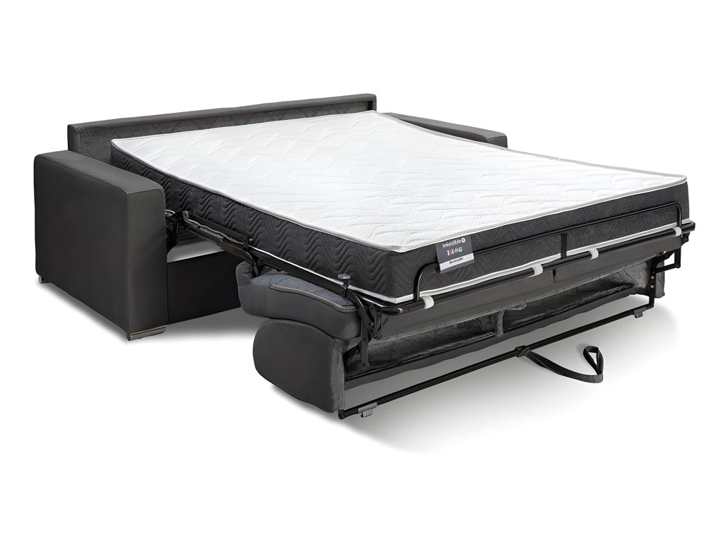Sofá cama de 3 plazas de Joliven de apertura rápida- Marrón- Somier de láminas de 140 cm- Colchón de 18 cm con memoria de forma