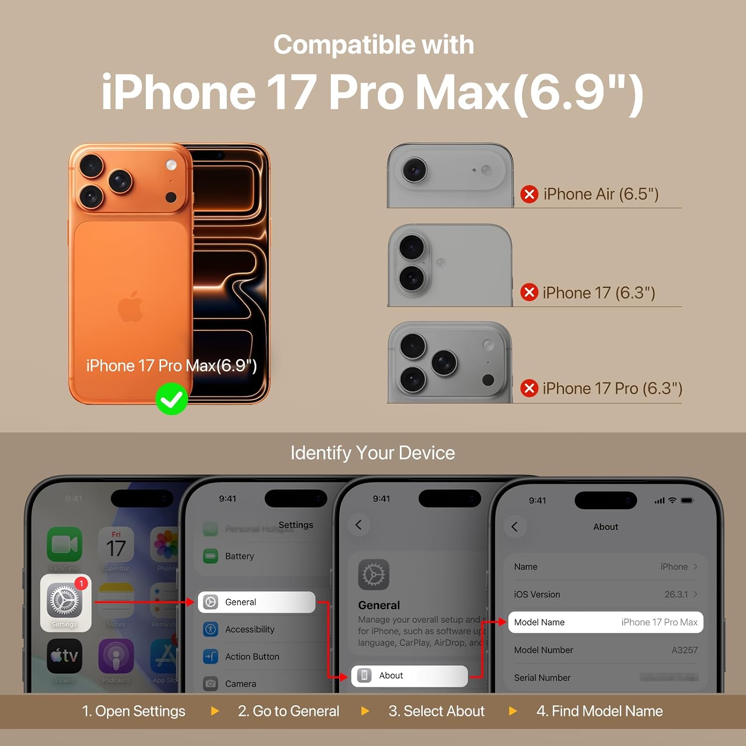 MAGEASY Pouch MagSafe Crossbody Wallet Phone Case with Strap for iPhone 17 Pro Max, Removable Wallet, 16ft Drop Protection, Magnetic Purse Card Holder, Compatible with Car Mount (Camel Brown)