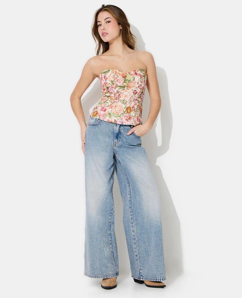 Pimkie Top bustier motif fleurs façon tapisserie