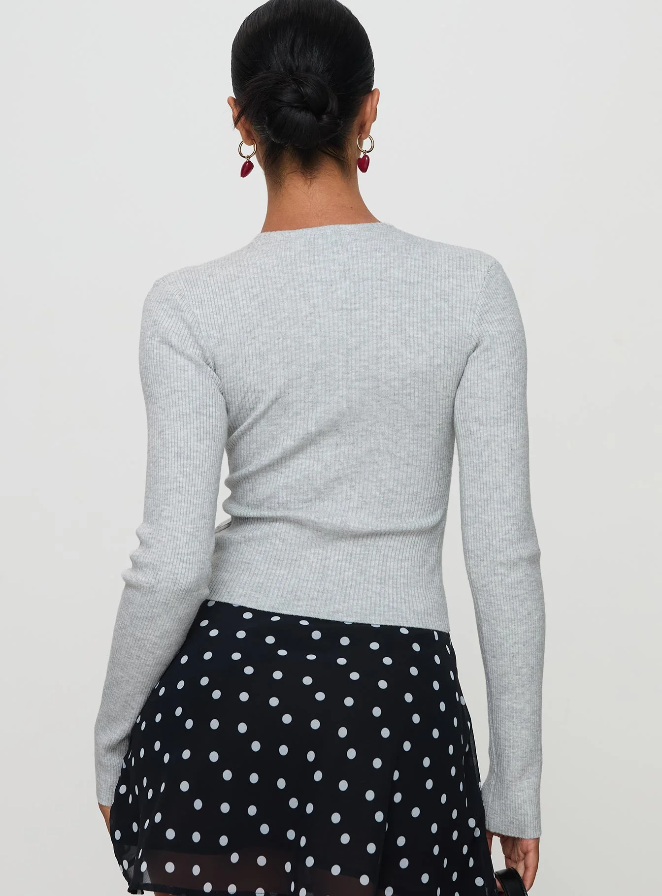 Suzu Long Sleeve Knit Top Grey