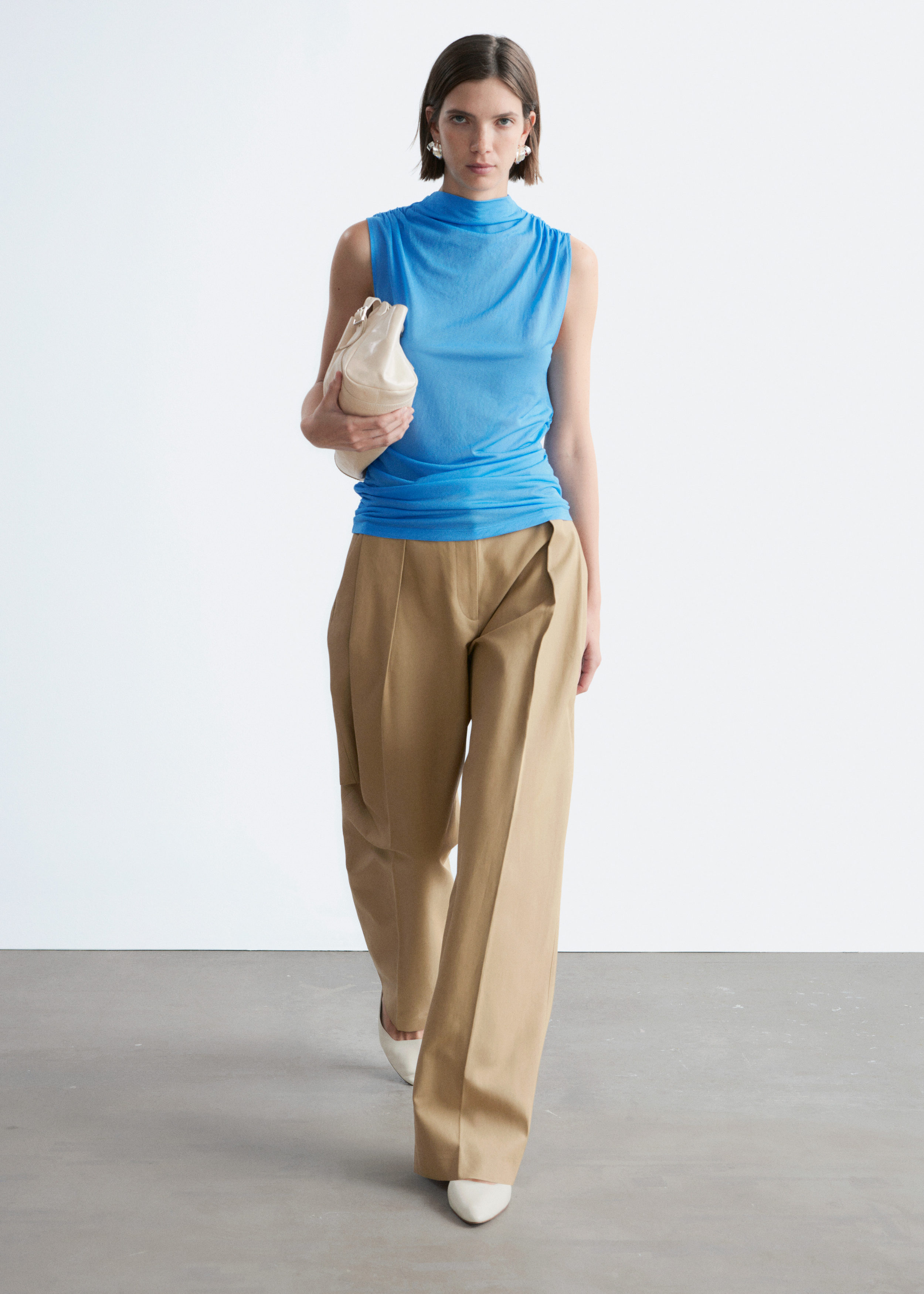 & Other Stories RUCHED MOCK-NECK TOP