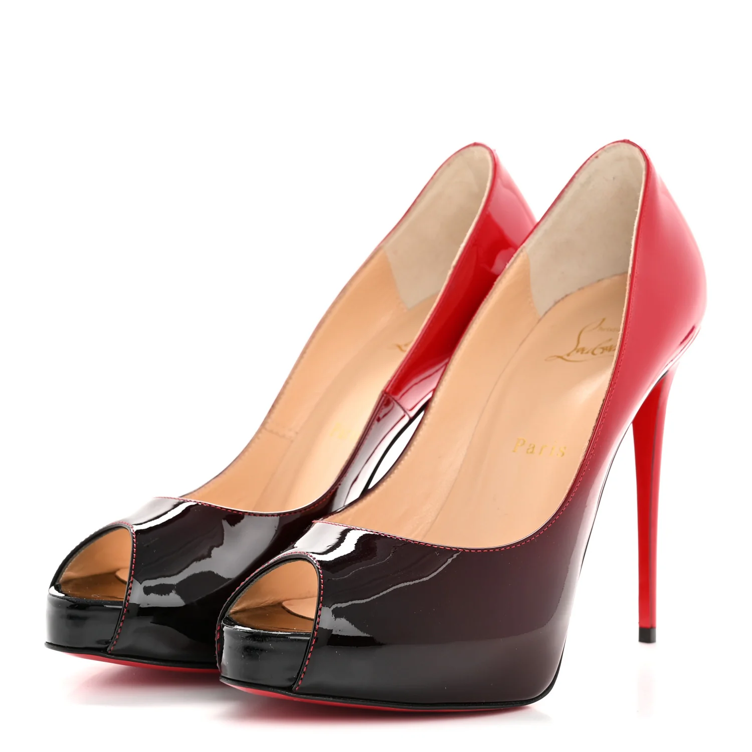 Patent Degrade New Very Prive 120 Pumps 37 Black Red - Top Club