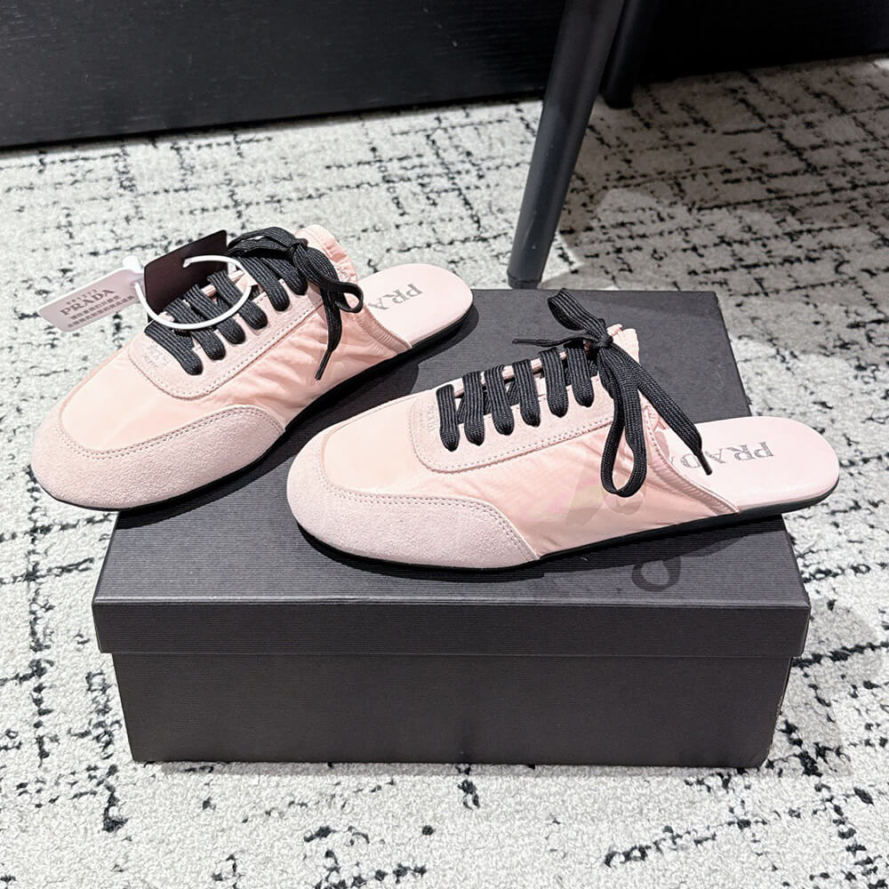 PRADA Collapse Re-Nylon and suede mules - Top Club