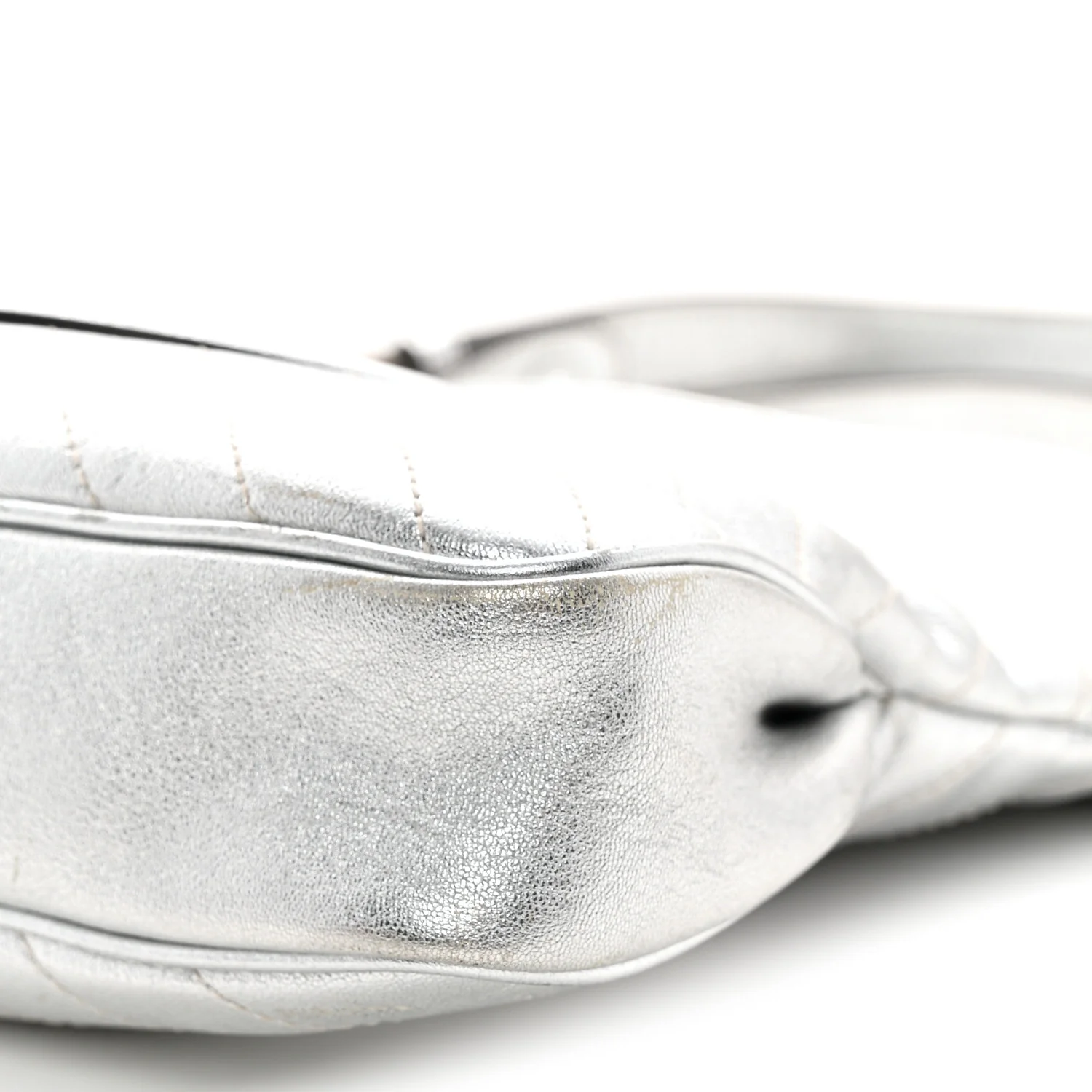 Sakai Be Green Calfskin Diagonal Stitched Small Blondie Tote Silver - Top Club