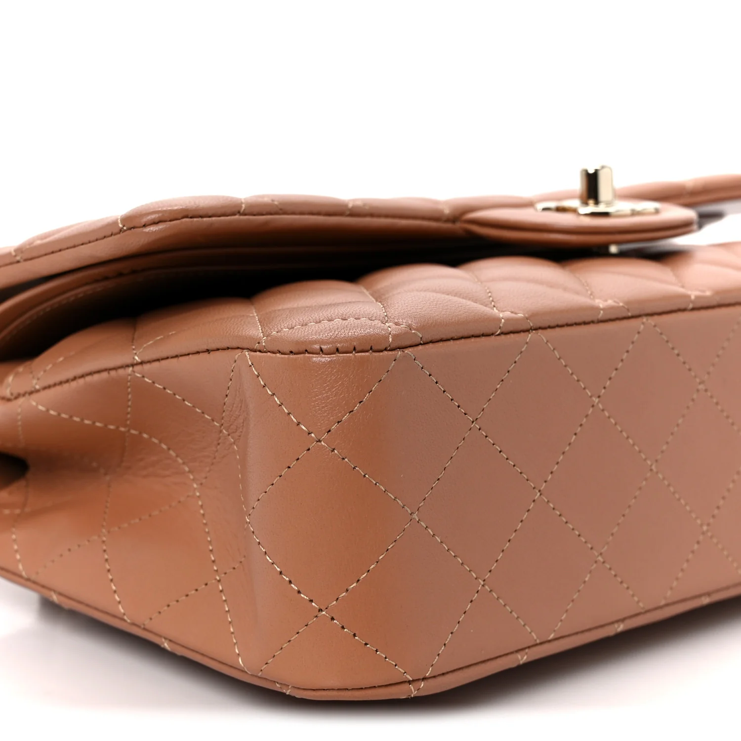 Lambskin Quilted Medium Double Flap Brown - Top Club