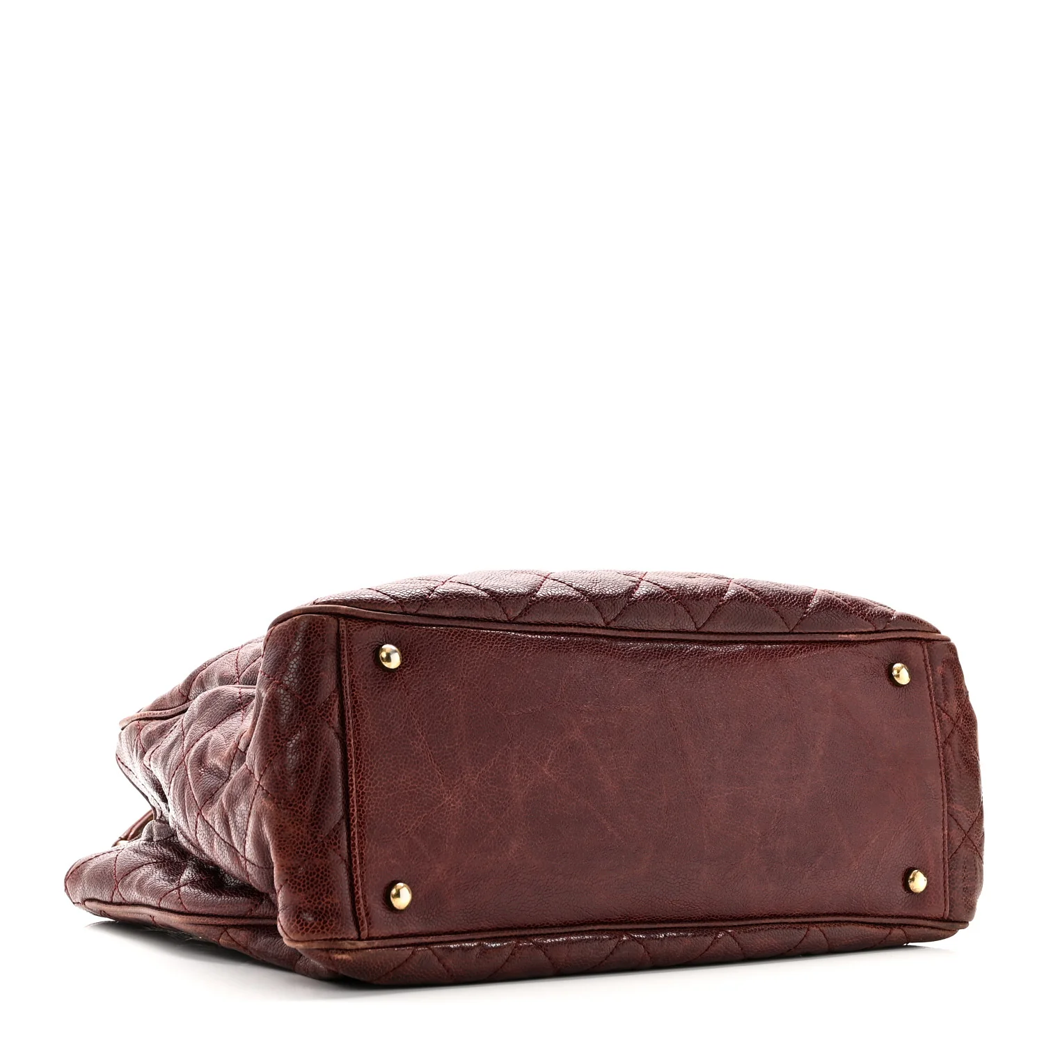 Glazed Caviar Quilted Small Shiva Tote Burgundy - Top Club