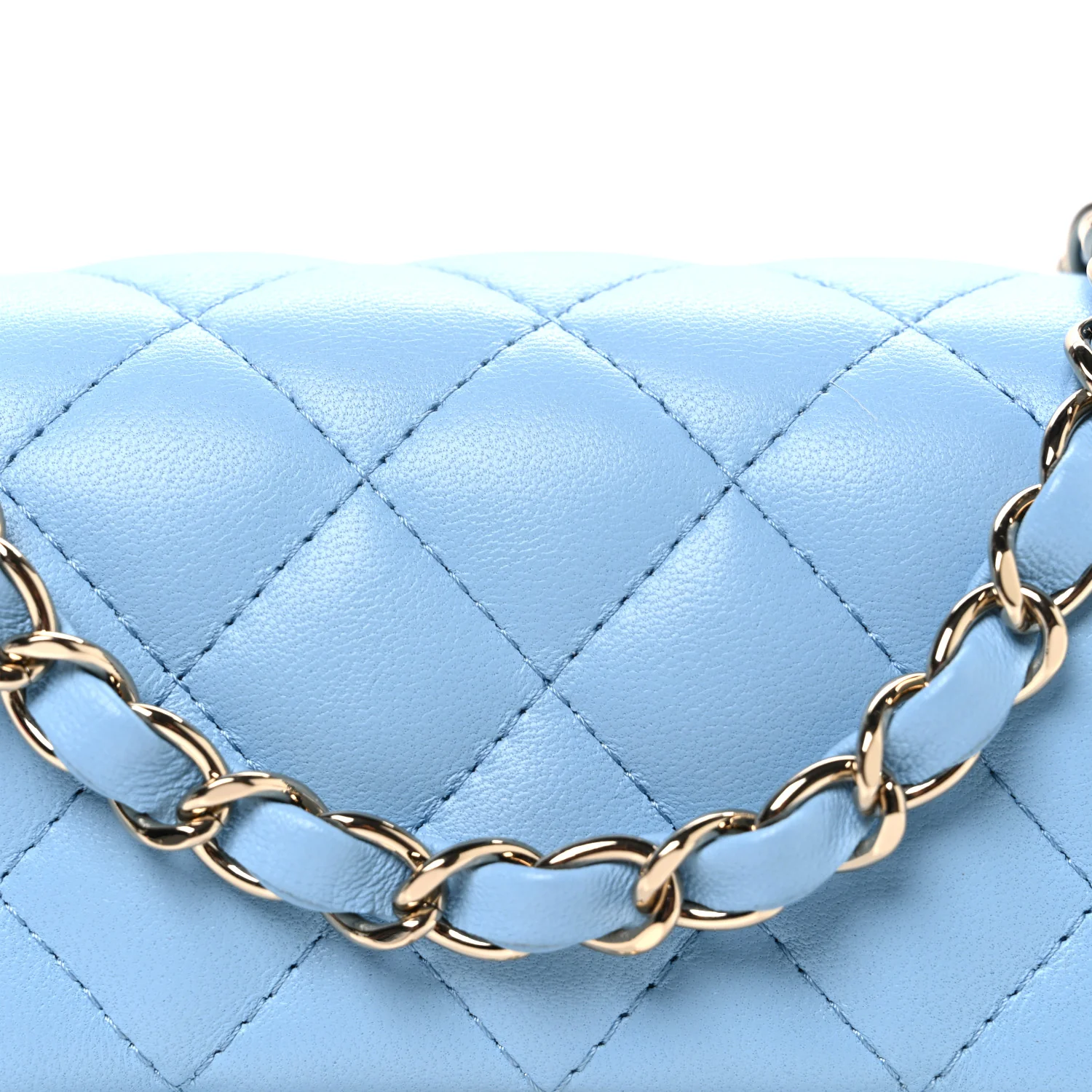 Lambskin Quilted Mini Rectangular Flap Light Blue - Top Club
