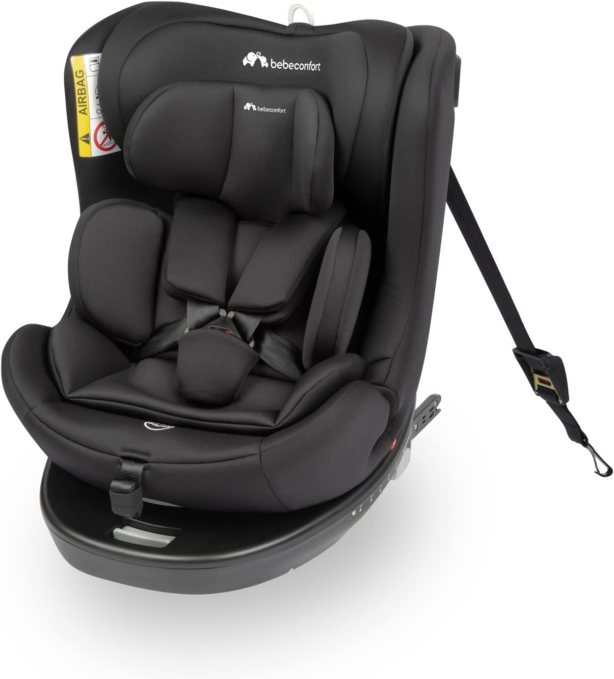 Bebeconfort EvolveFix i-Size Seggiolino Auto 0-36 kg, Seggiolino 360 girevole, 0-12 anni, 40-150 cm, Isofix, Reclinabile 5 posizioni, Regolabile in Altezza, Top Tether, Tessuti Traspiranti, Black Mist