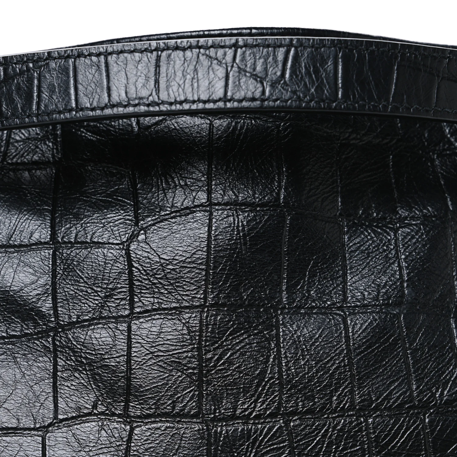 Calfskin Crocodile Embossed Monogram Medium Niki Shopping Bag Black - Top Club