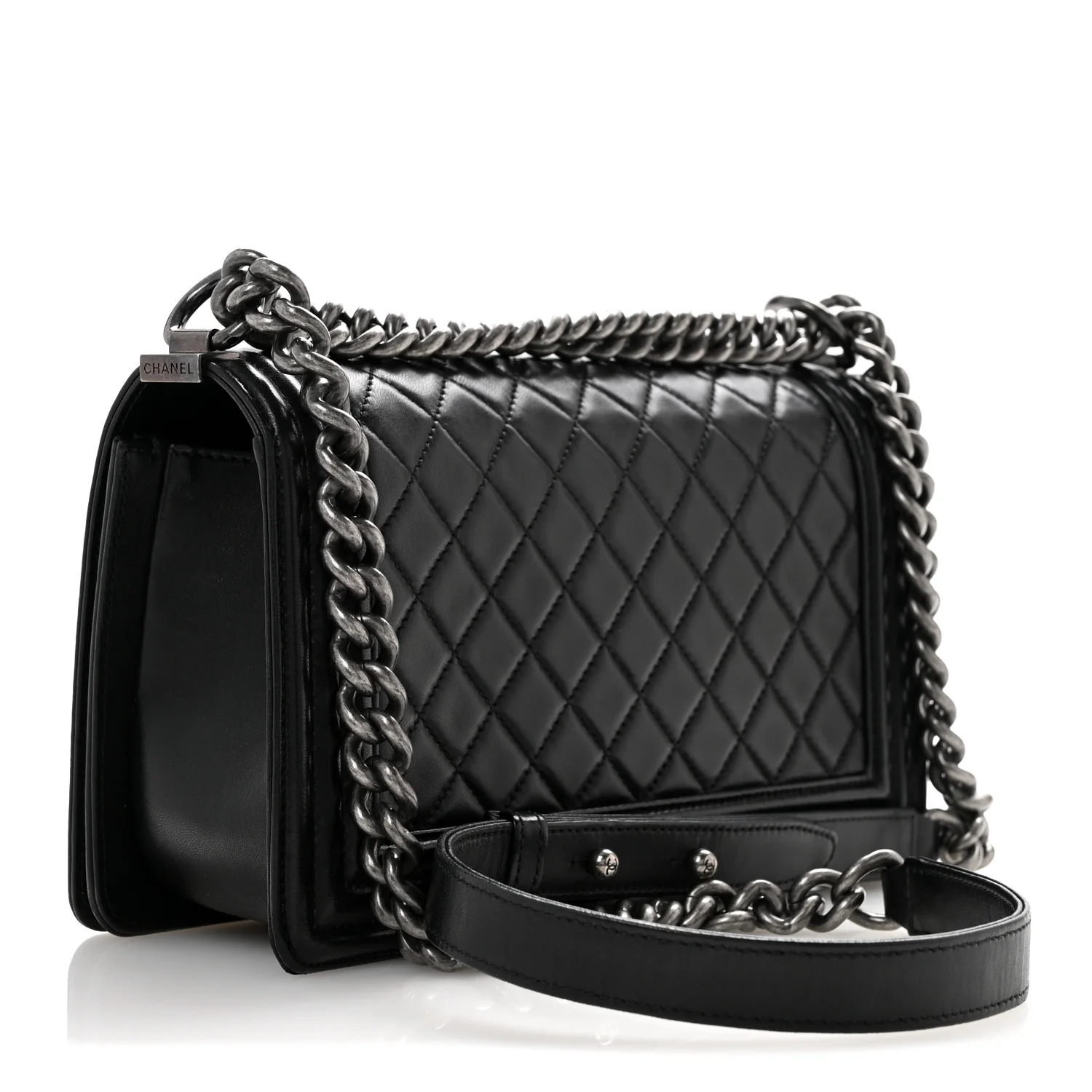 Lambskin Quilted Medium Boy Flap Black - Top Club