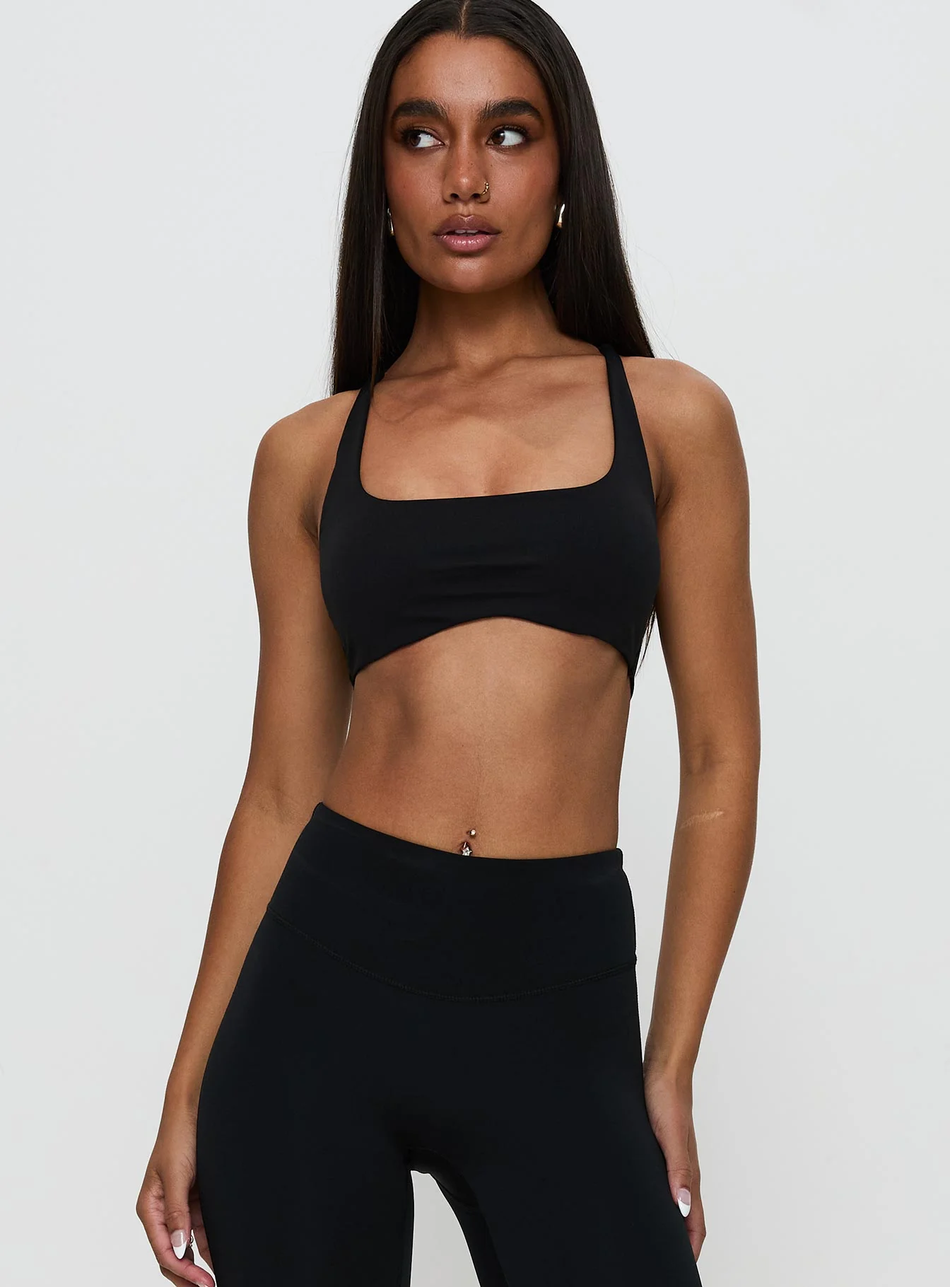 Finish Line Active Cross Back Top Black