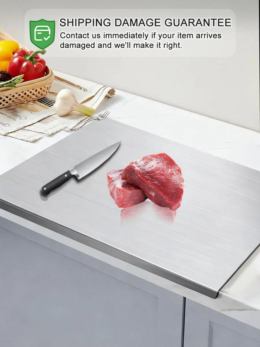 Premium Stainless Steel Cooking Cutting Board - Non-slip Rubber Base, Durable Heavy Duty Chopping Board for Meat, Vegetables, Christmas Gifts for Mothers, Durable Chopping Board