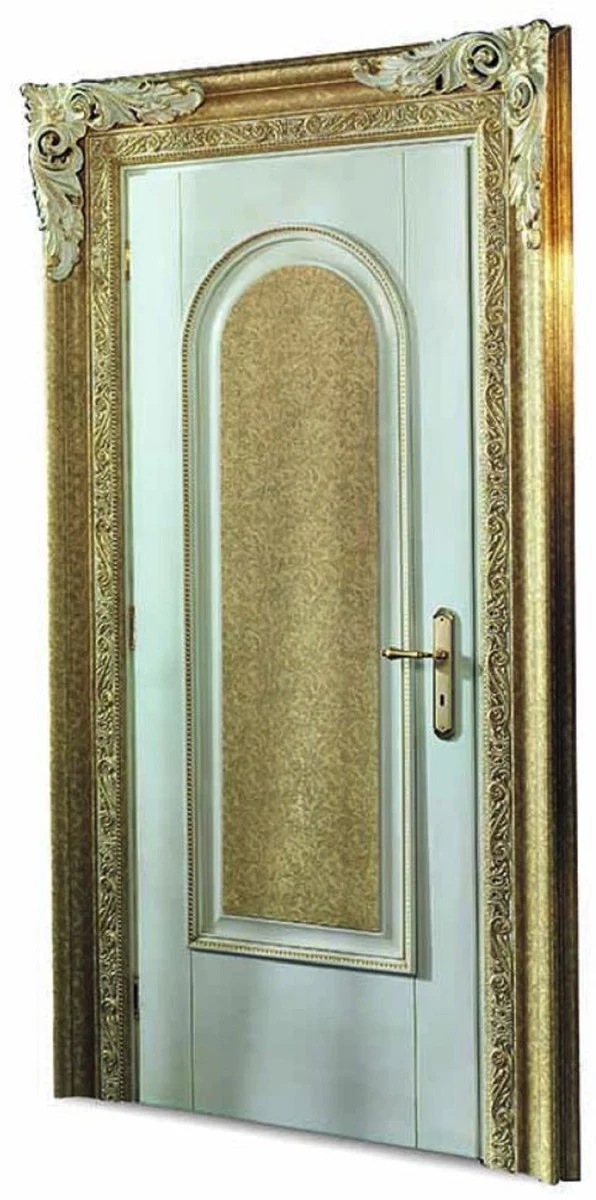 Luxury Baroque apartment door white / gold 129 cm - Made in Italy