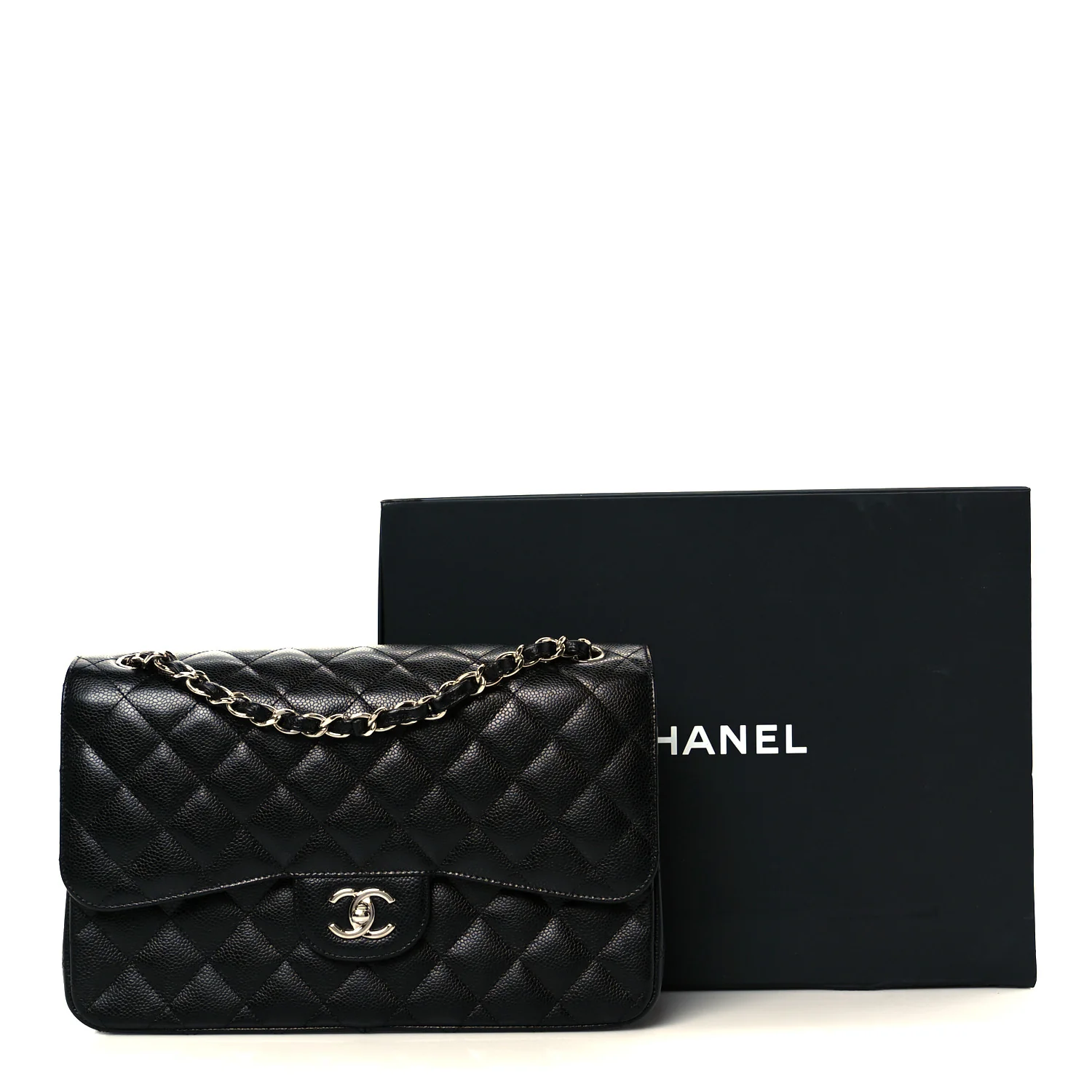 Caviar Quilted Jumbo Double Flap Black - Top Club