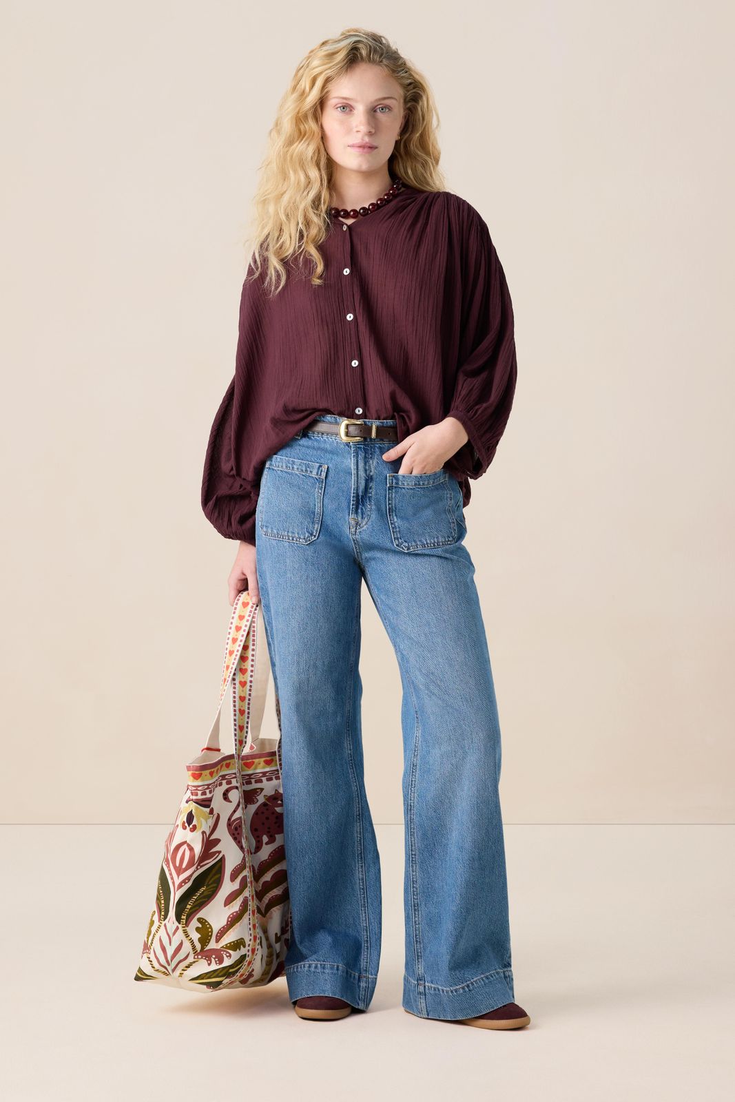 Donkerbruine oversized blouse