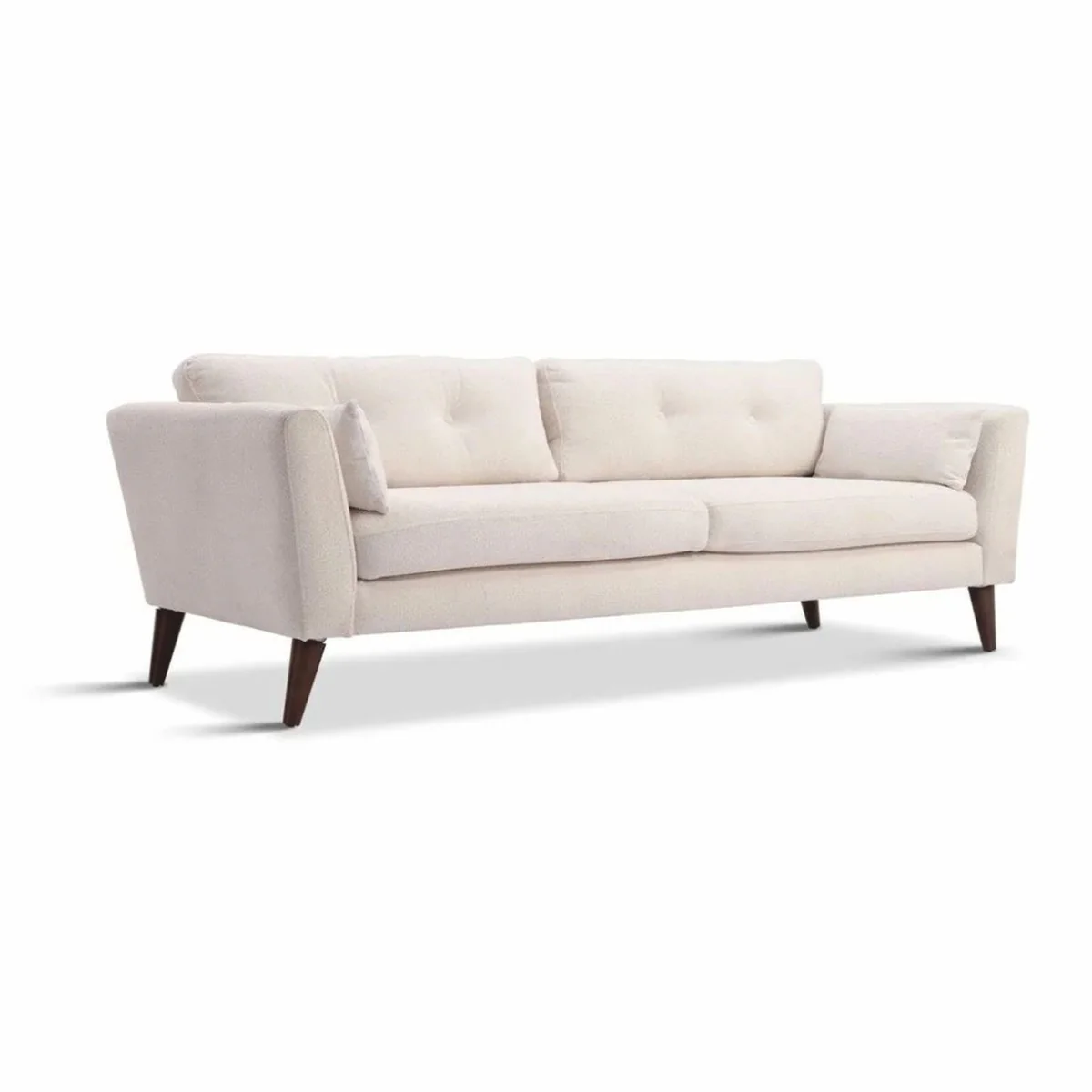 Luxury living room sofa cream / dark brown 220 cm - living room furniture