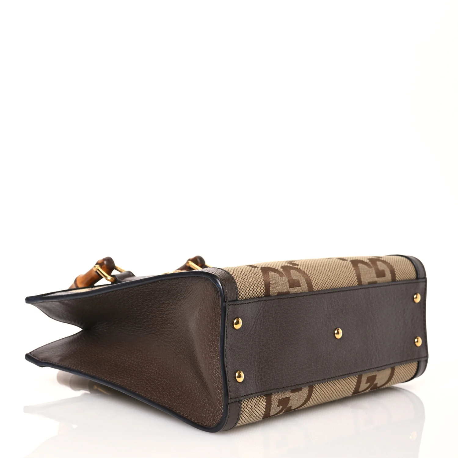 Monogram Jumbo GG Textured Dollar Calfskin Small Diana Tote Bag Camel Ebony New Acero - Top Club
