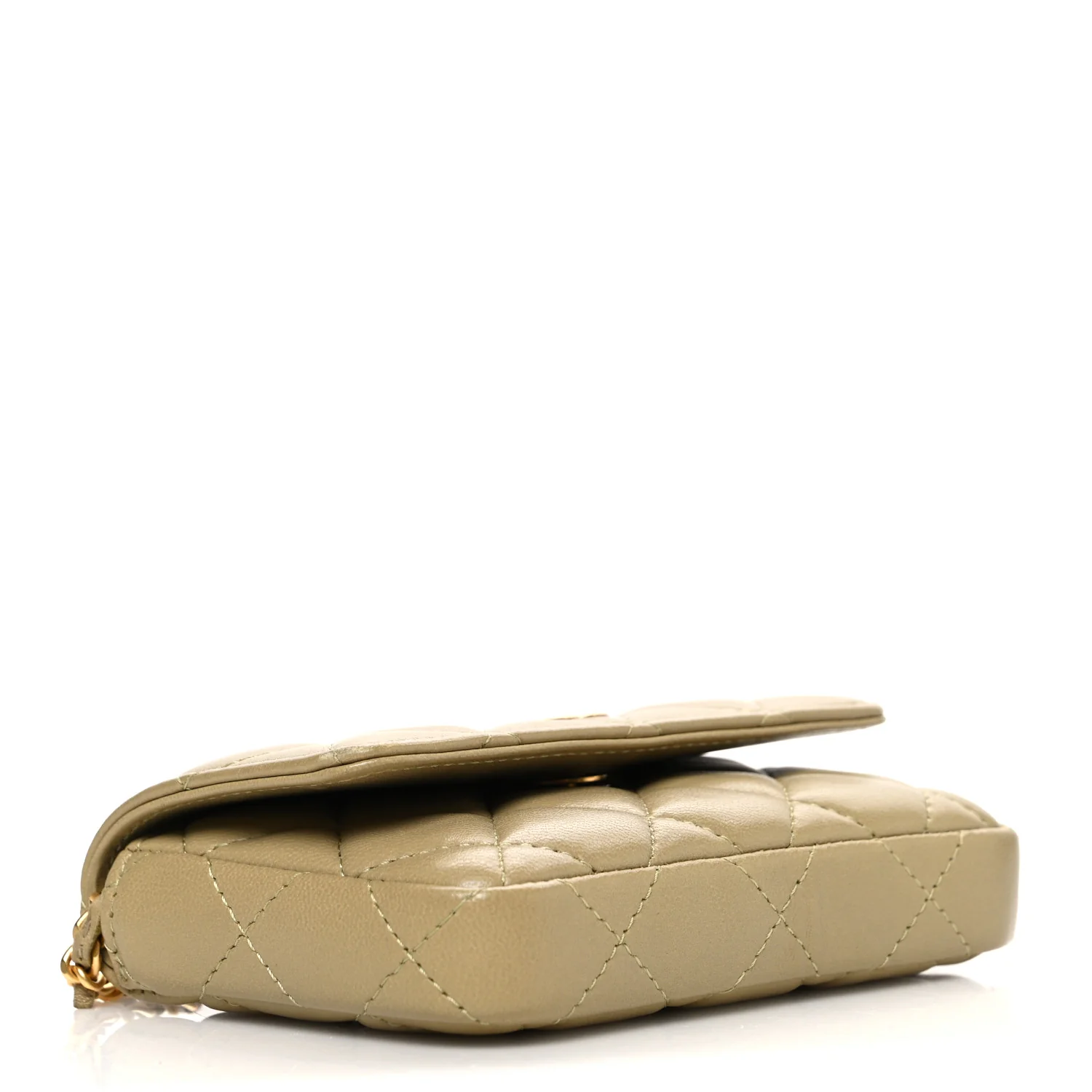Lambskin Enamel Quilted Coco Hearts Clutch With Chain Light Green - Top Club