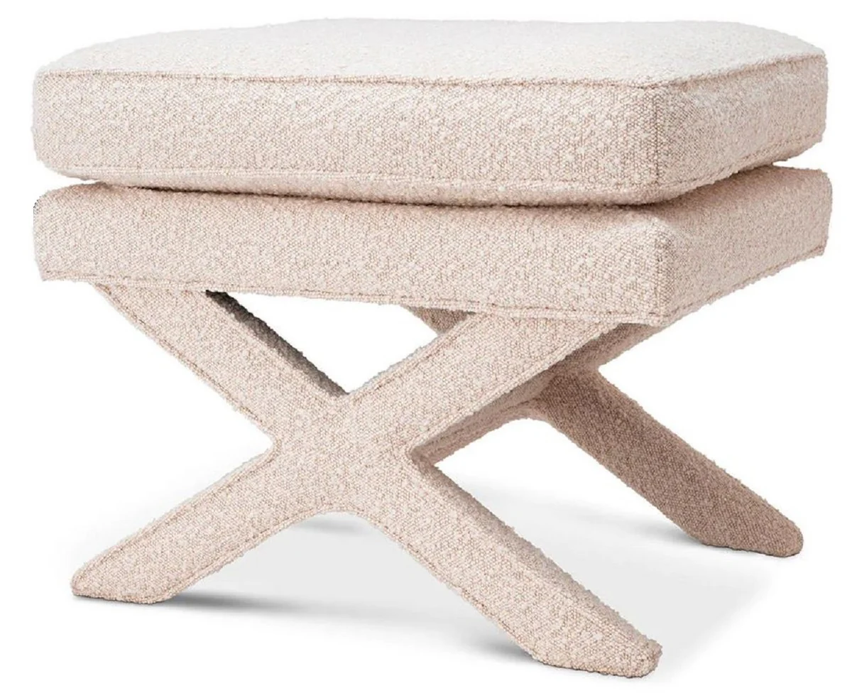 Luxury stool cream - rectangular stool - cross stool - luxury furniture