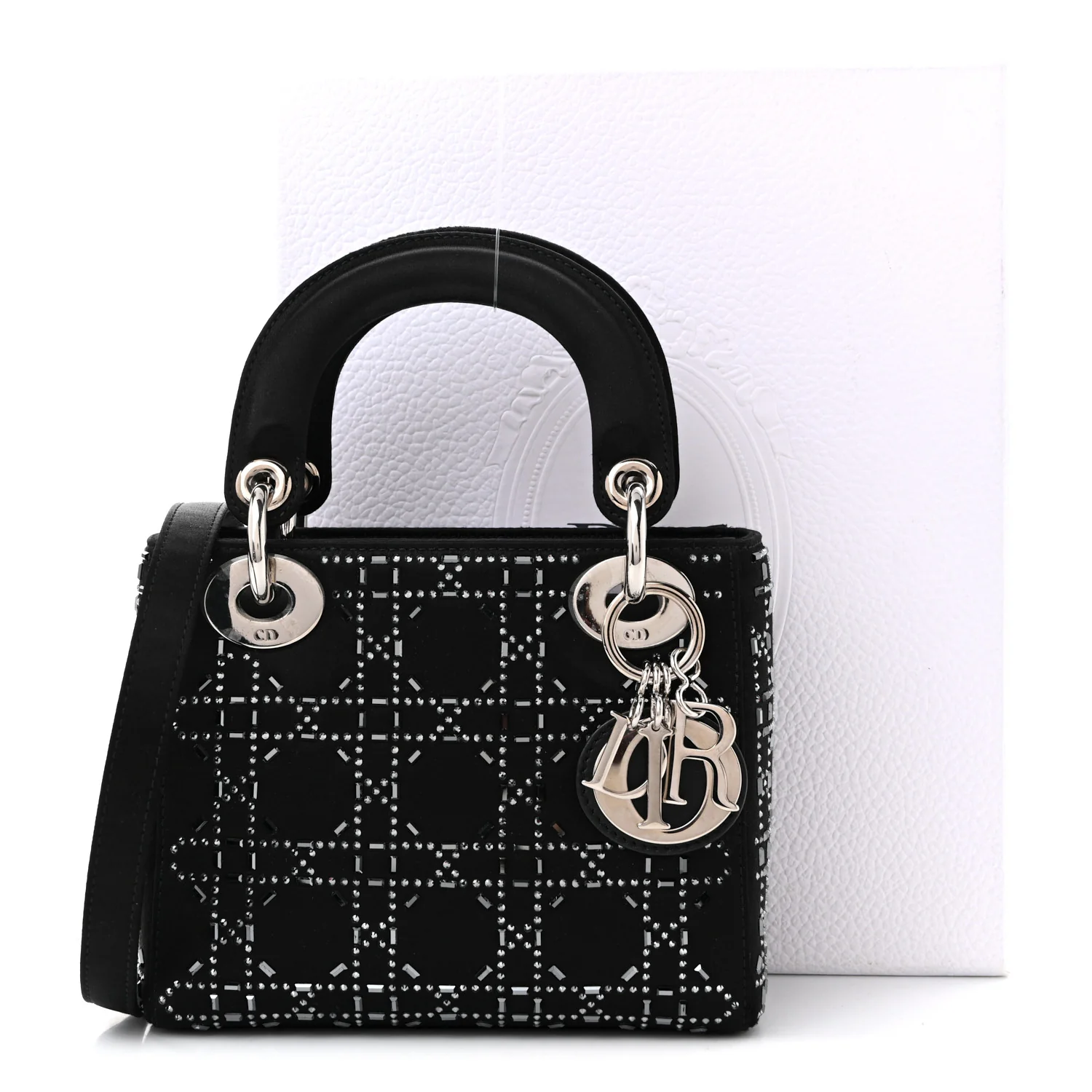 Satin Crystal Cannage Mini Lady Dior Black - Top Club