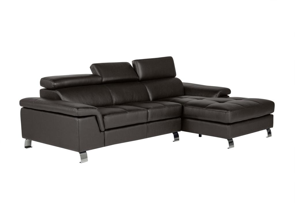 Sofa rinconero de piel marrón y angulo derecho