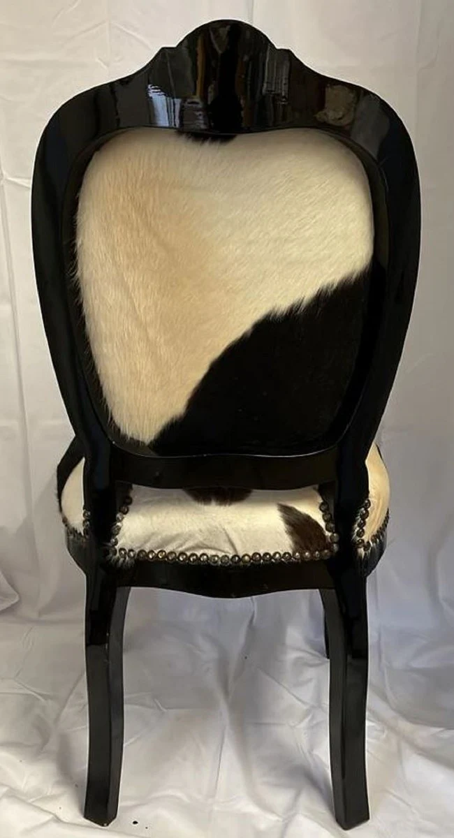 Baroque Boulle Dining Room Chair White / Black / Red / Gold - Magnificent chair with fine fur - Dining room furniture in the Baroque style - Baroque Interior - Baroque Boulle furniture