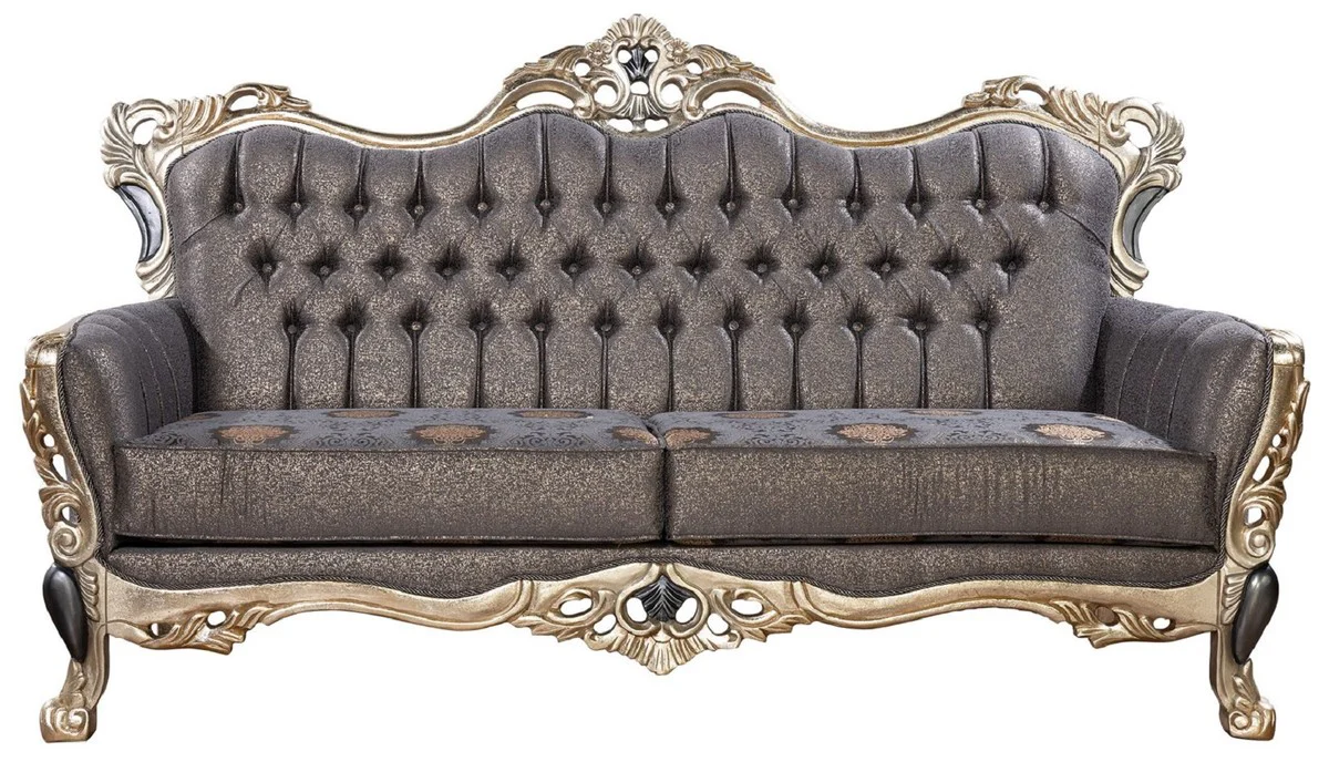 Luxury Baroque Living Room Set Purple / Antique Gold / Black - 2 Baroque Sofas & 2 Baroque Armchairs & 1 Baroque Coffee Table - Luxury Living Room Furniture in Baroque Style - Baroque Furniture