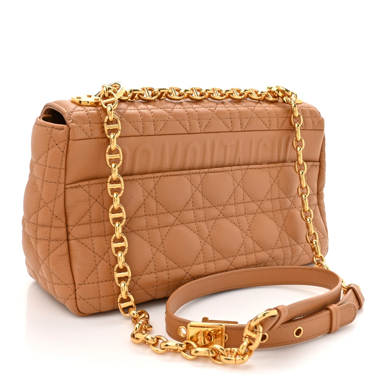 Calfskin Cannage Medium Caro Bag Tan - Top Club
