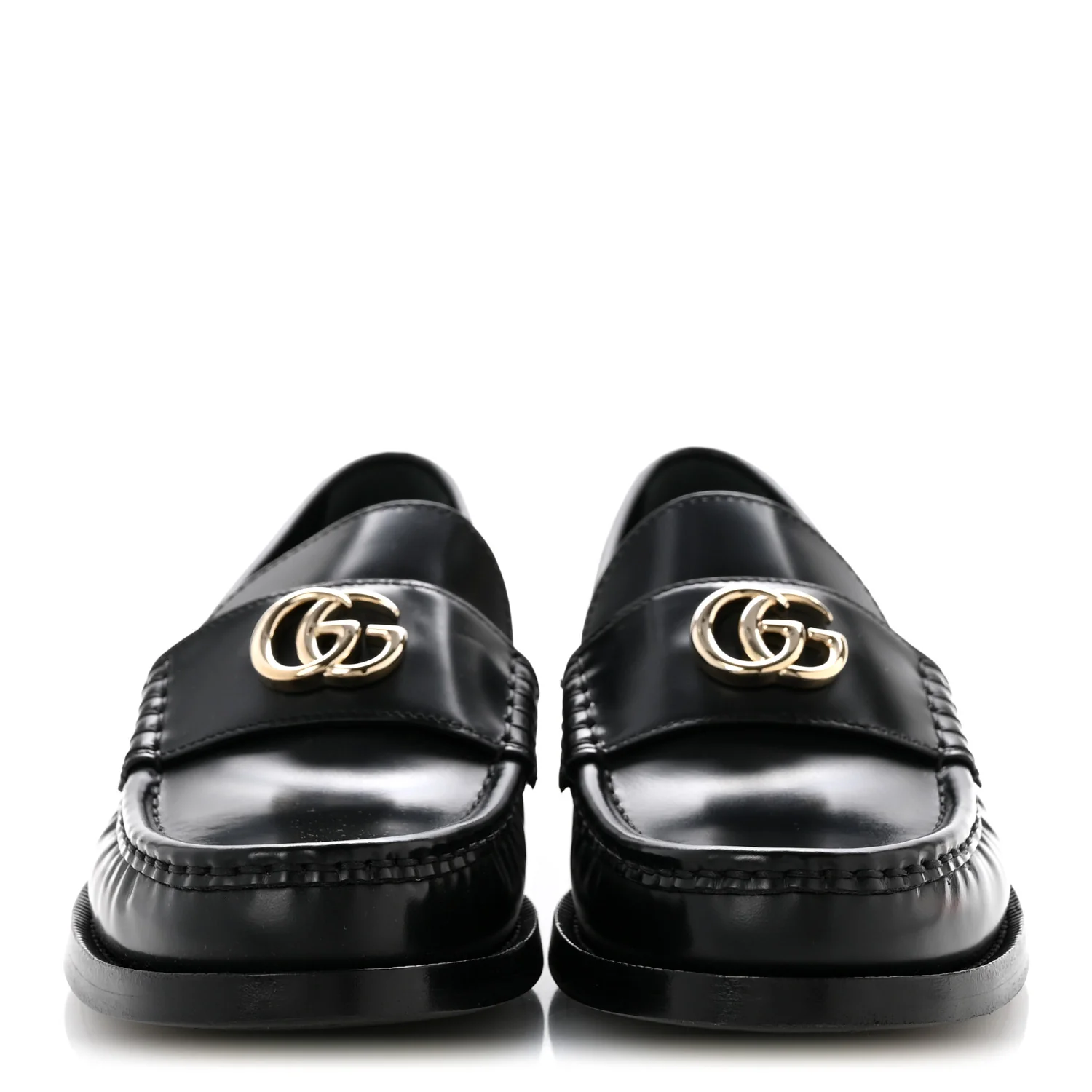 Calfskin Millennial Ribot Womens GG Loafers 38.5 Black - Top Club