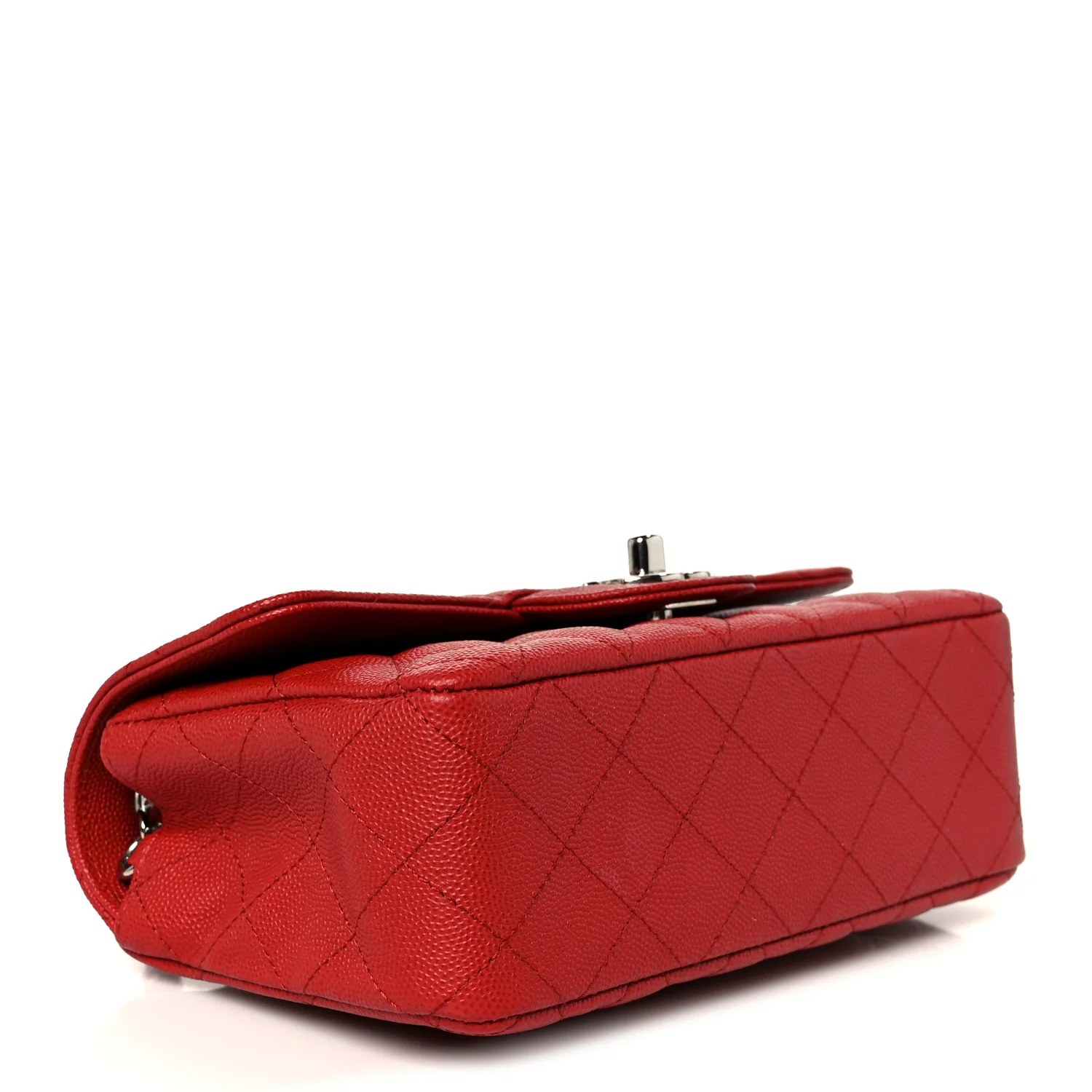 Caviar Quilted Mini Rectangular Flap Red - Top Club