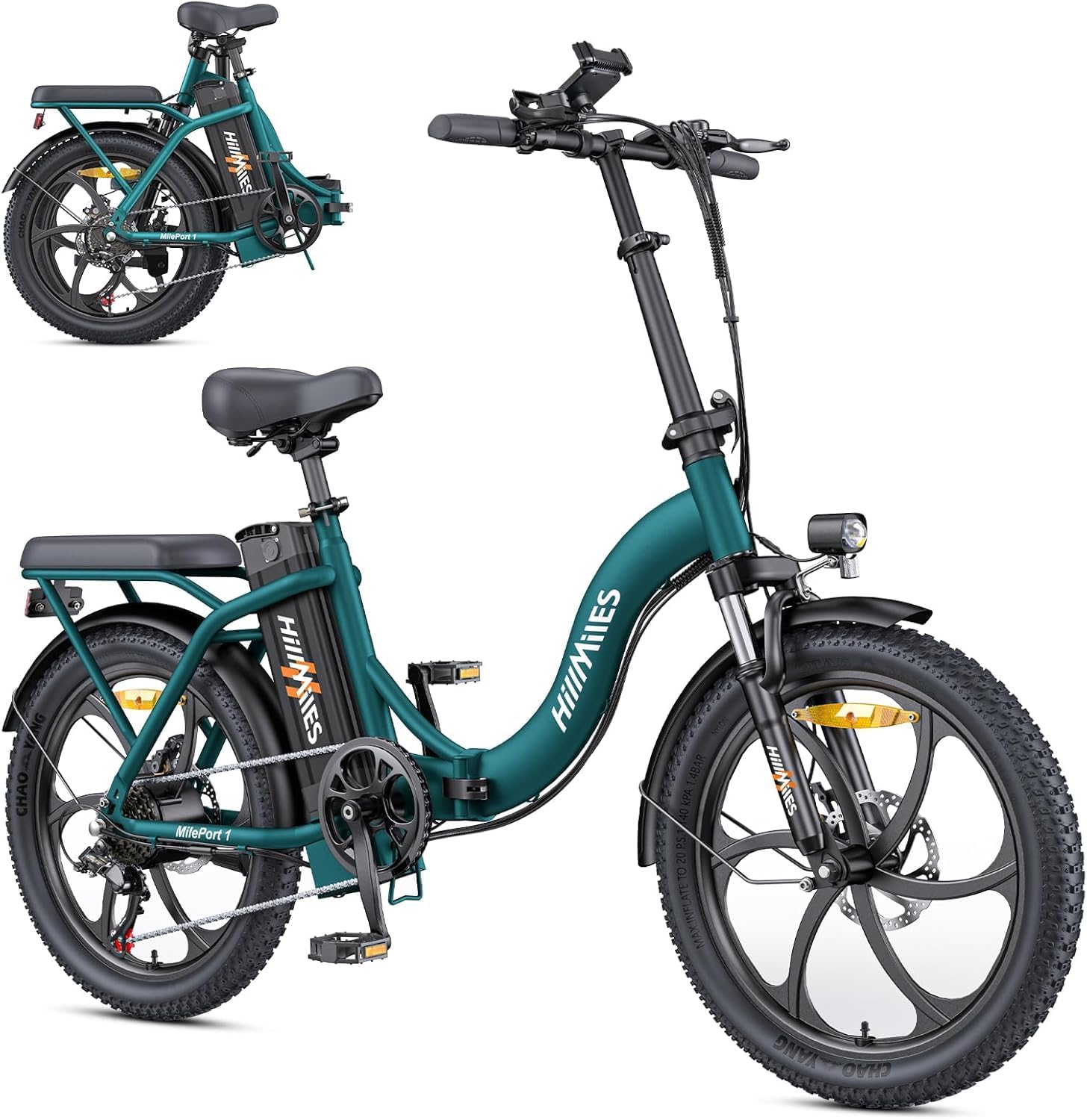 HillMiles MilePort 1 adulto bicicletta elettrica, 36V 13AH batteria rimovibile 250w motore con 20 '*3.0' Fat Tire pieghevole bici elettrica, velocità 25KM/H gamma fino a 100KM città pendolare