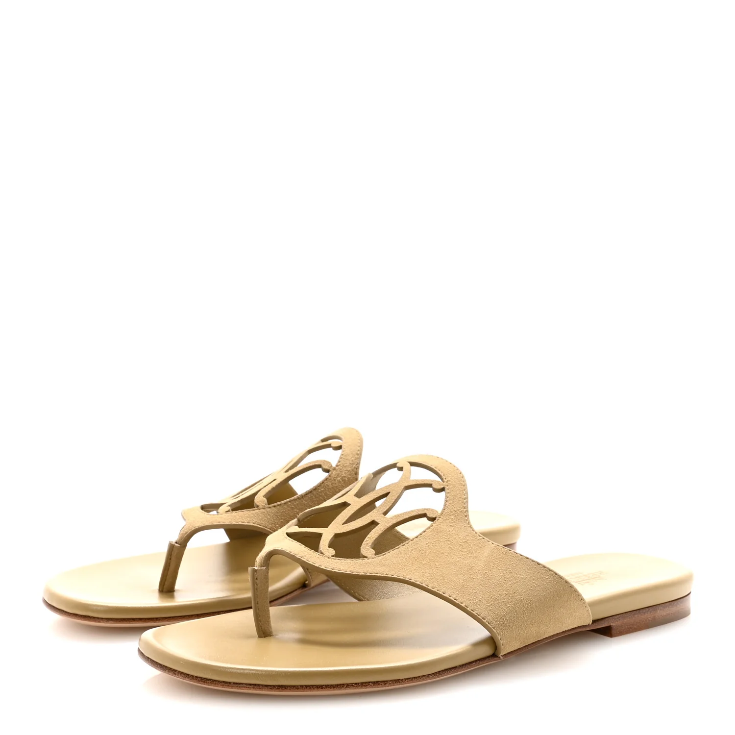 Suede Goatskin Womens Mage Sandals 38.5 Beige Albatre - Top Club