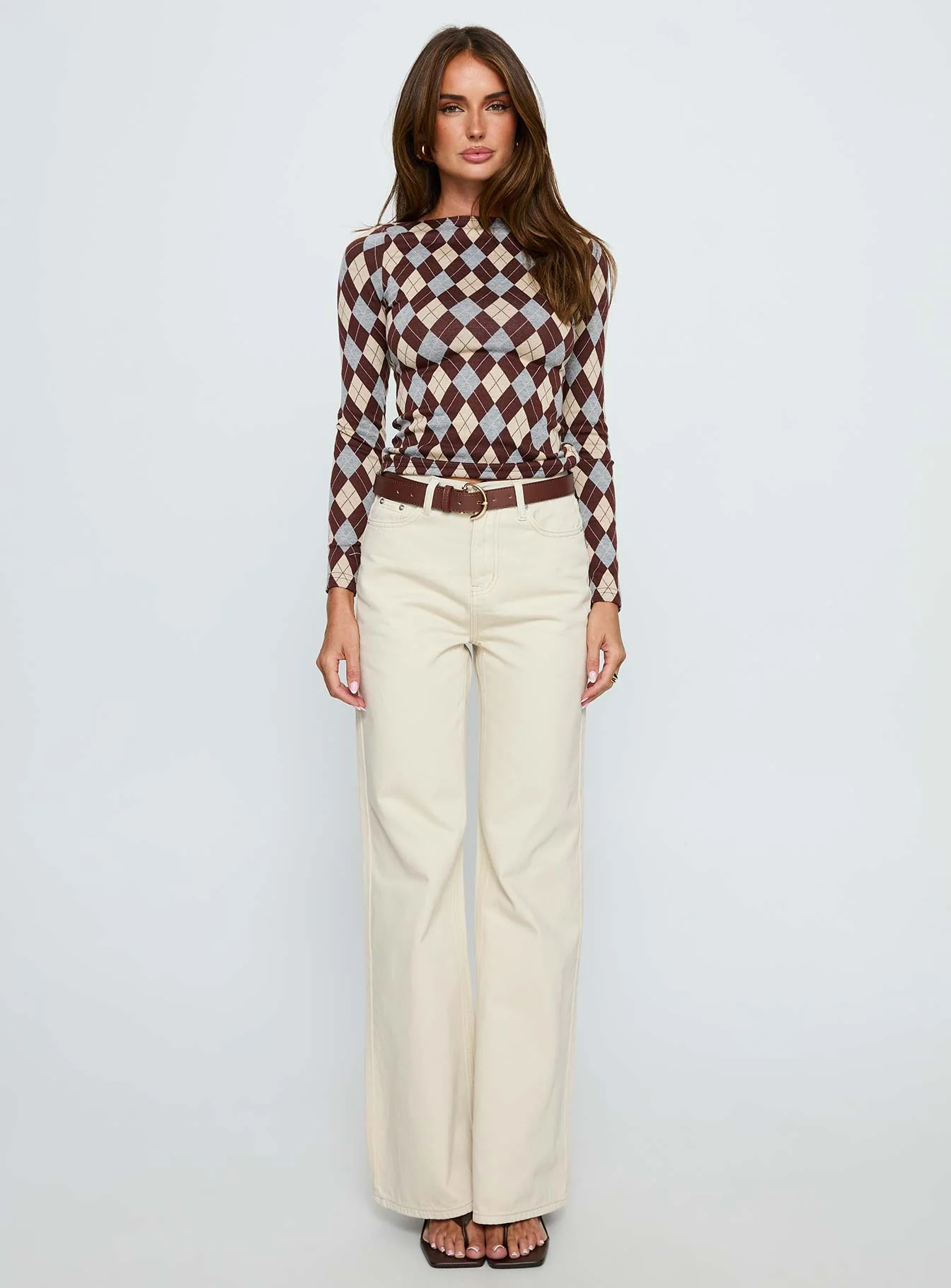 Maple Mid Rise Flare Jeans Ecru