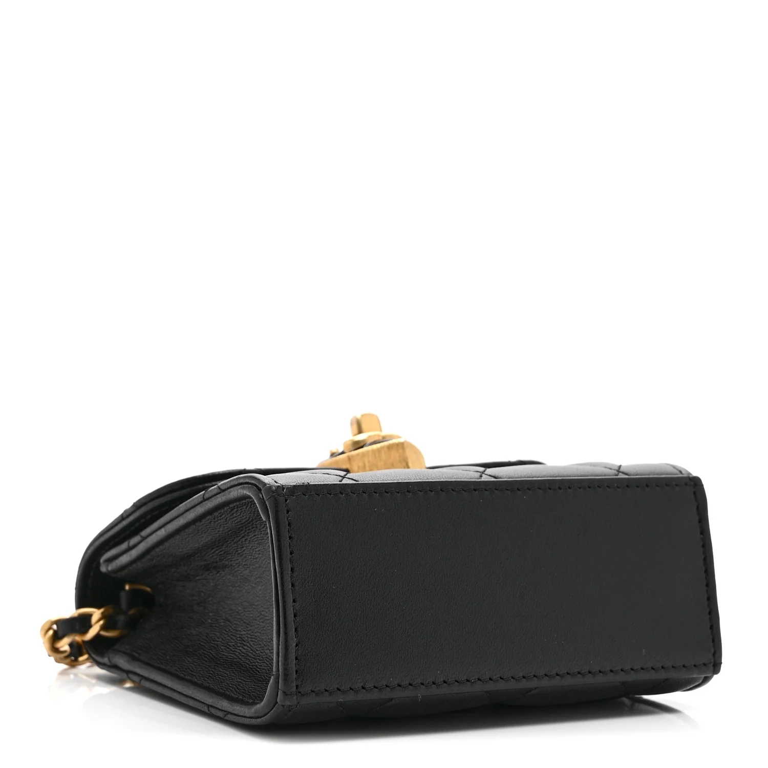 Lambskin Plexiglass Quilted Coco Love Clutch With Chain Black - Top Club