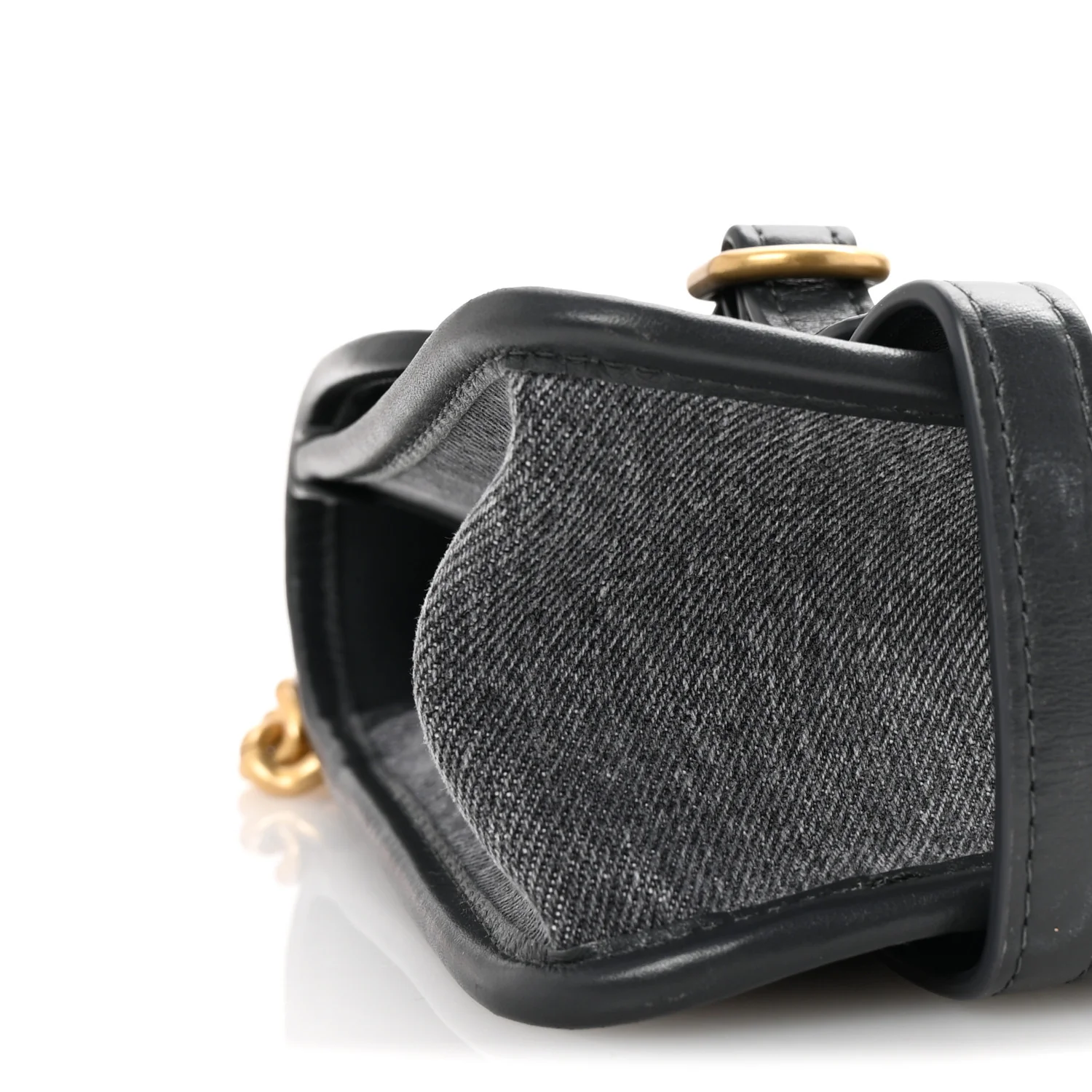 Washed Denim Quilted Messenger Flap Black - Top Club