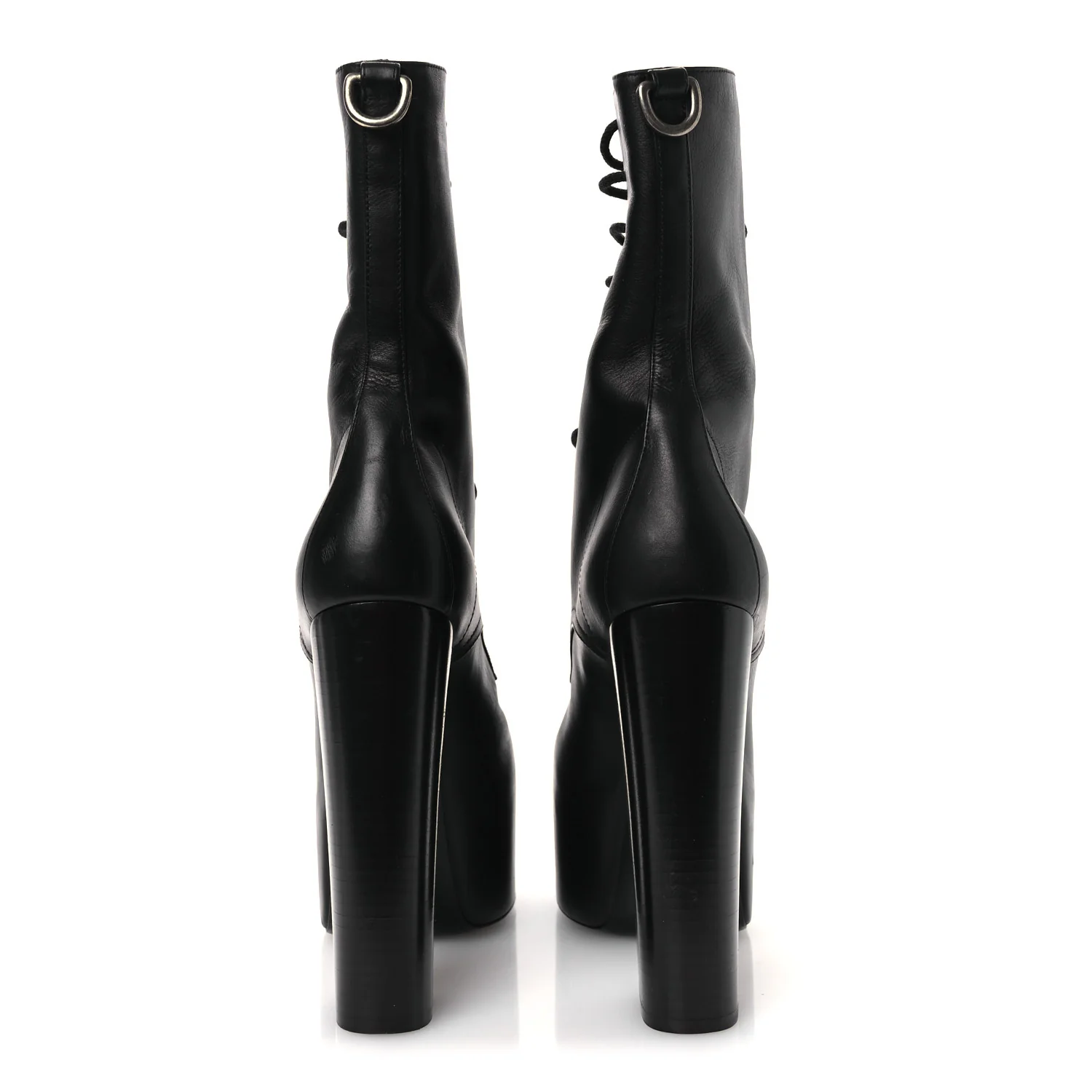 Calfskin Mina Lace Up Platform Boots 40 Black - Top Club